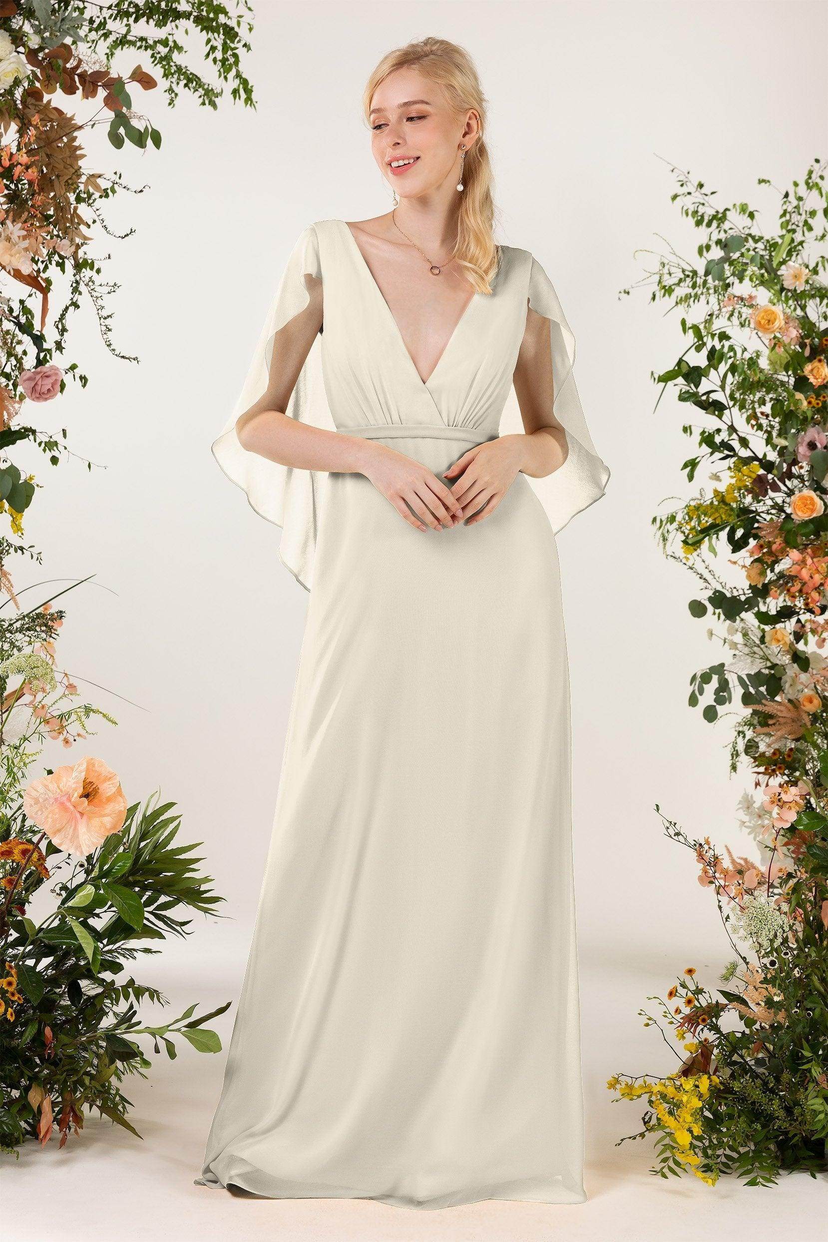 Sheath Sweep-Brush Train Chiffon Bridesmaid Dress CB0468