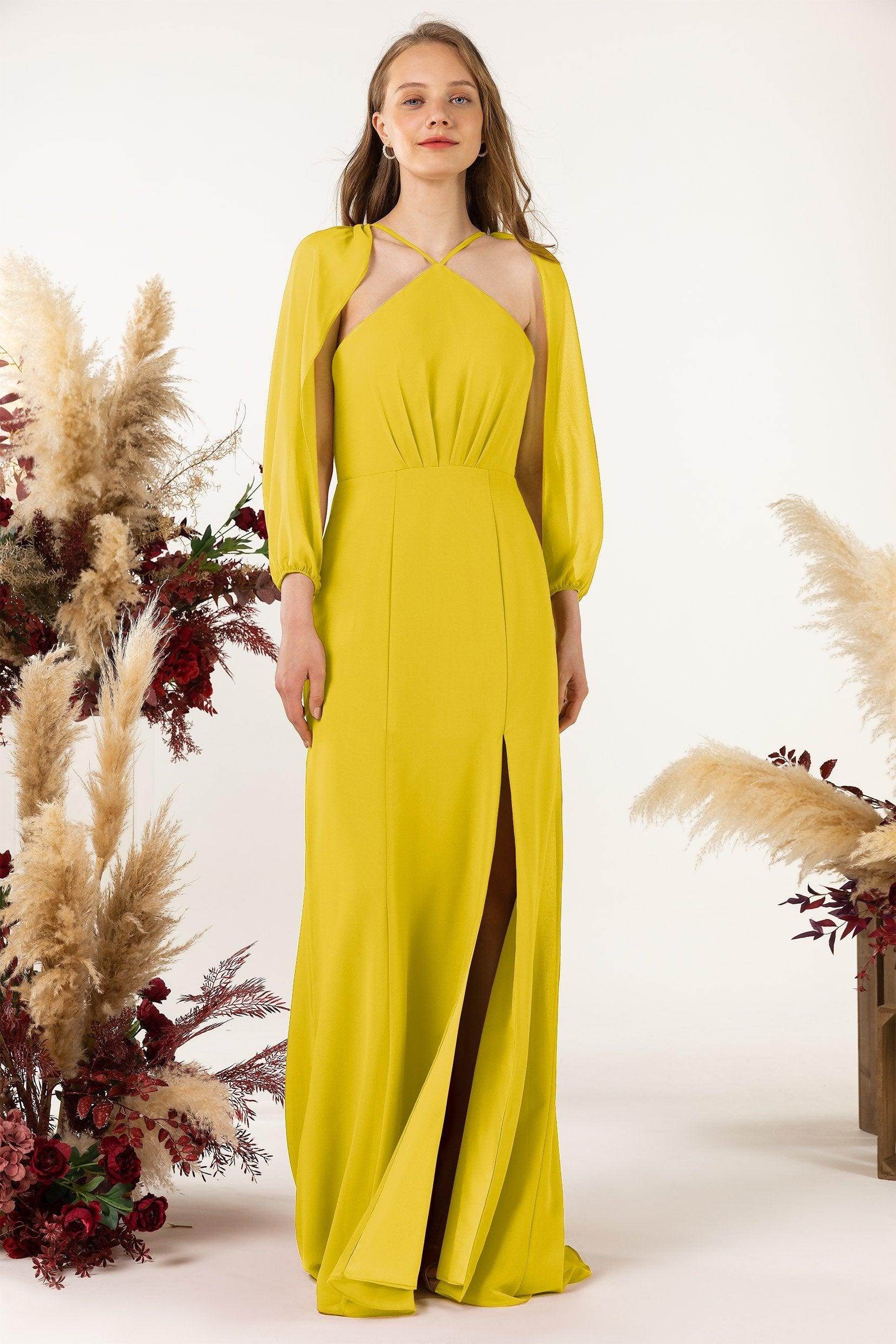 Sheath Sweep-Brush Train Chiffon Bridesmaid Dress CB0469
