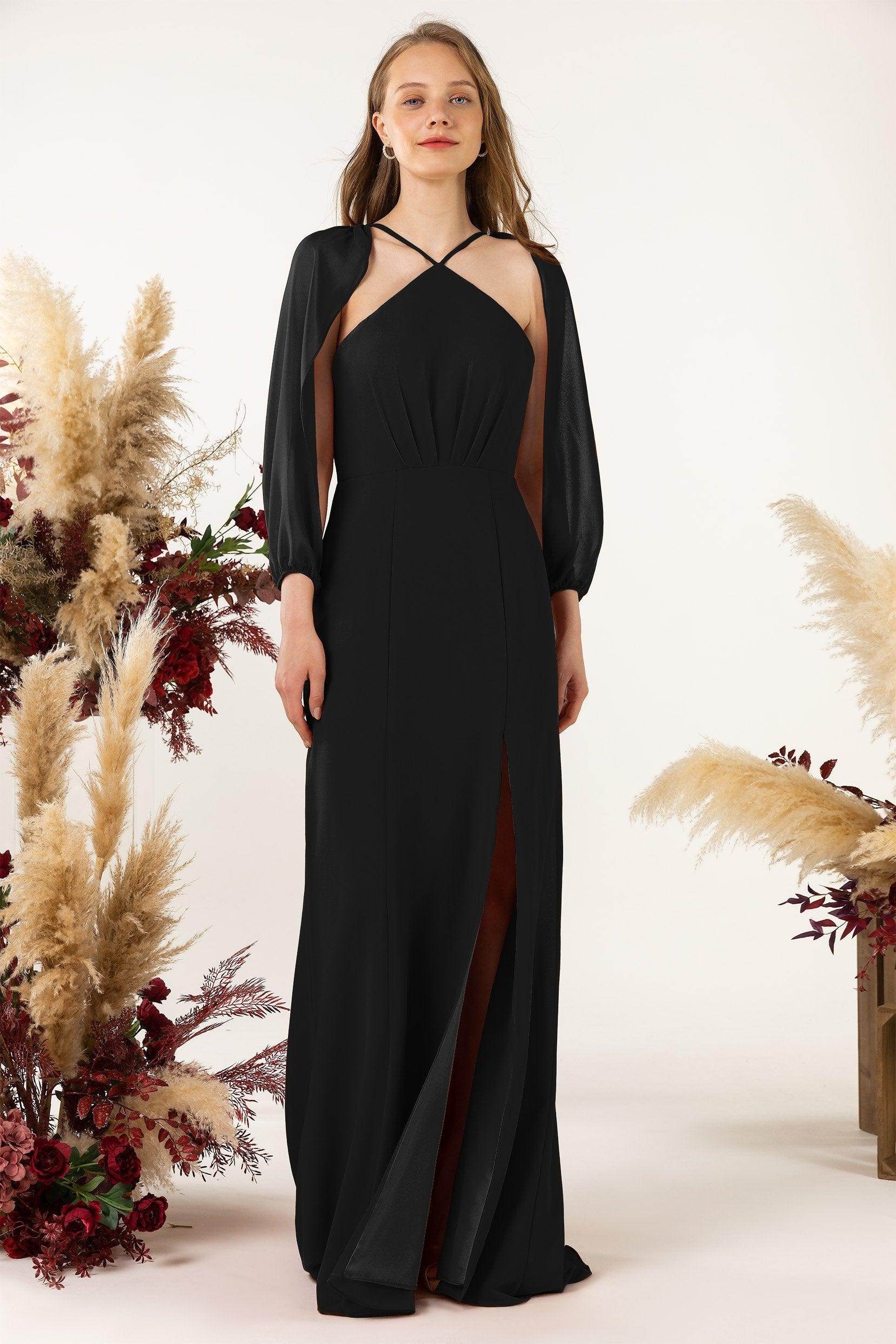 Sheath Sweep-Brush Train Chiffon Bridesmaid Dress CB0469