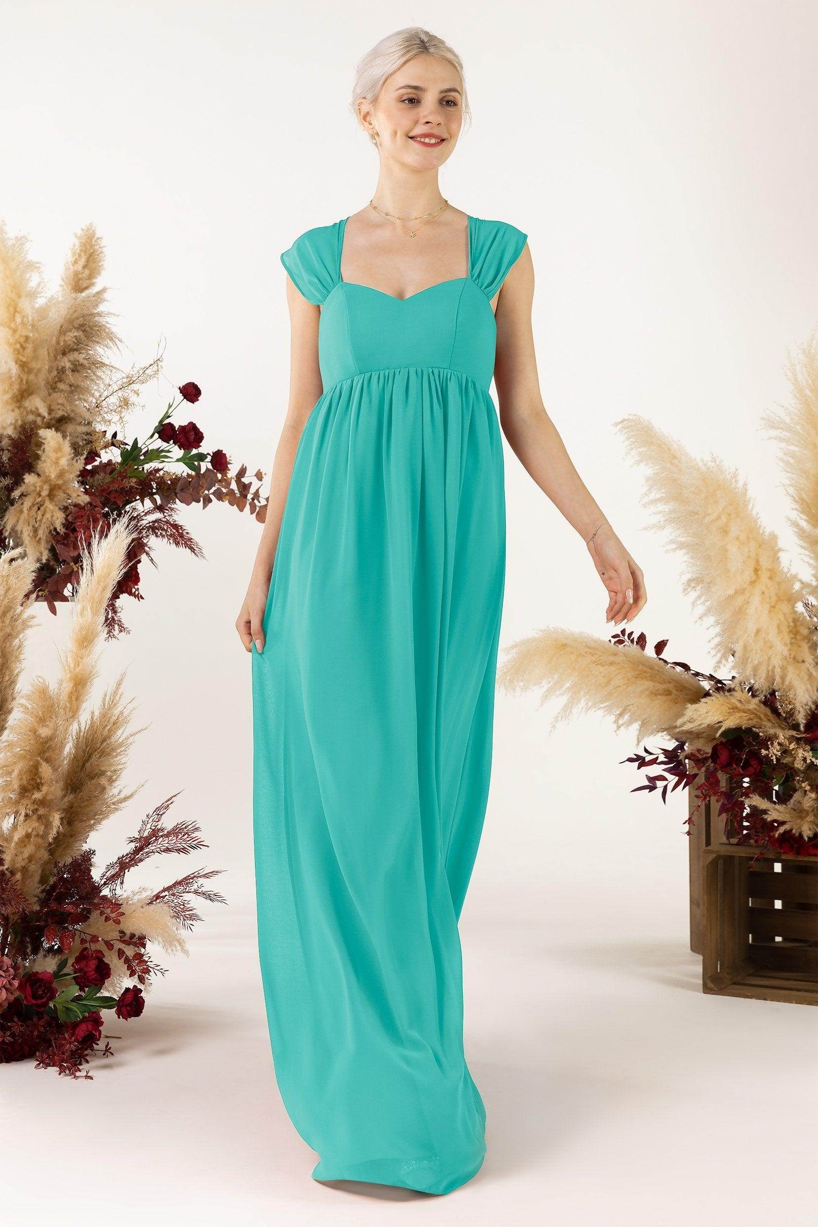 A-Line Sweep-Brush Train Chiffon Bridesmaid Dress CB0470