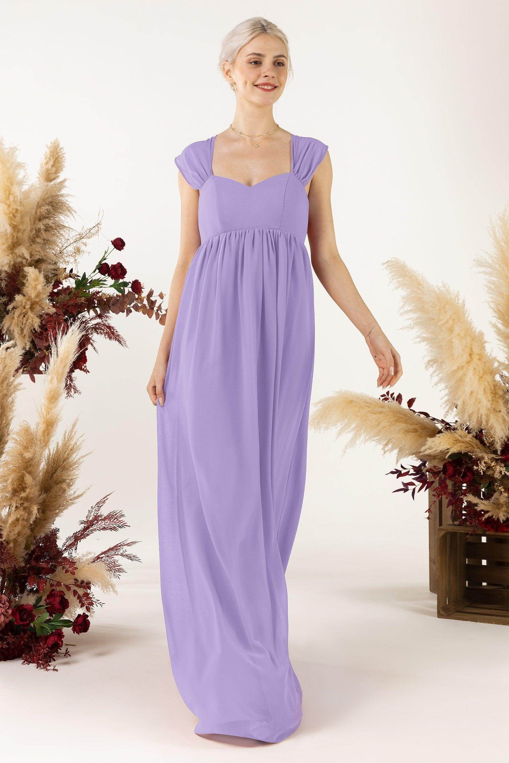 A-Line Sweep-Brush Train Chiffon Bridesmaid Dress CB0470