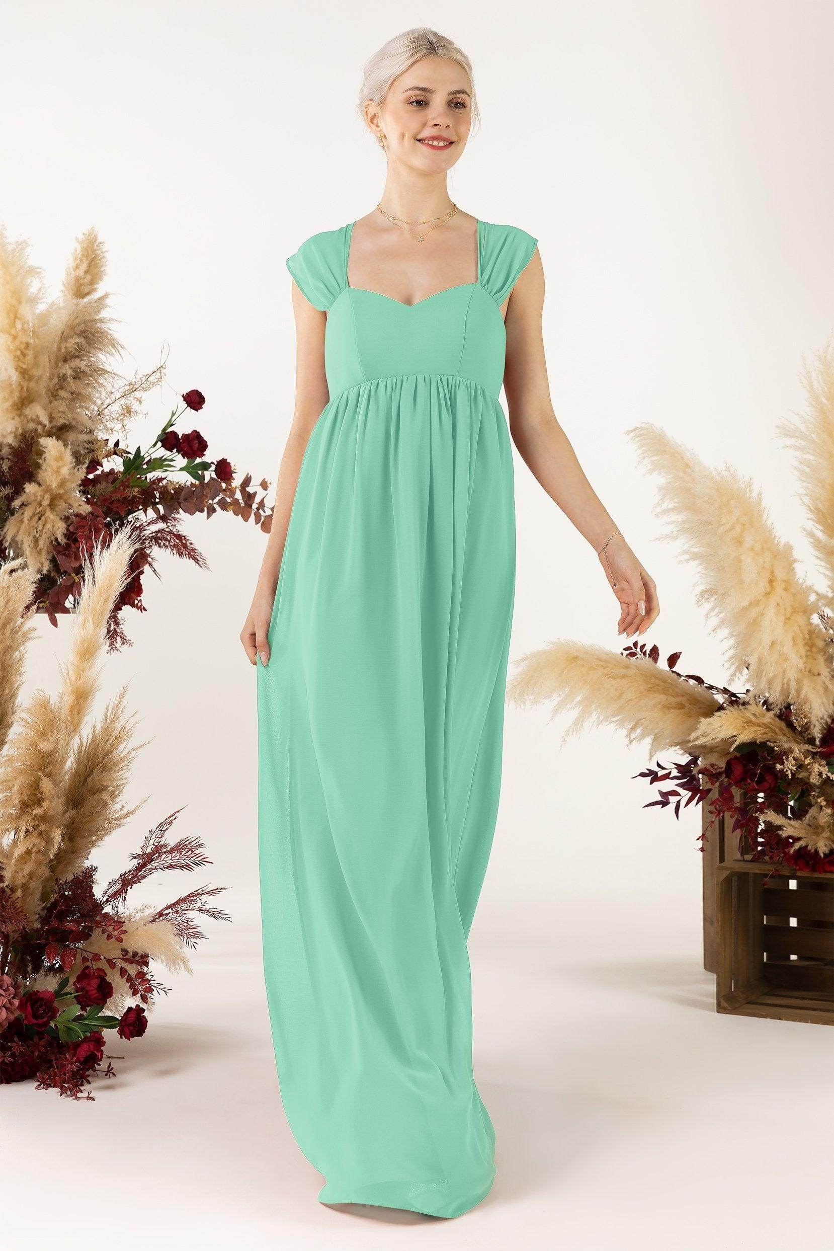 A-Line Sweep-Brush Train Chiffon Bridesmaid Dress CB0470