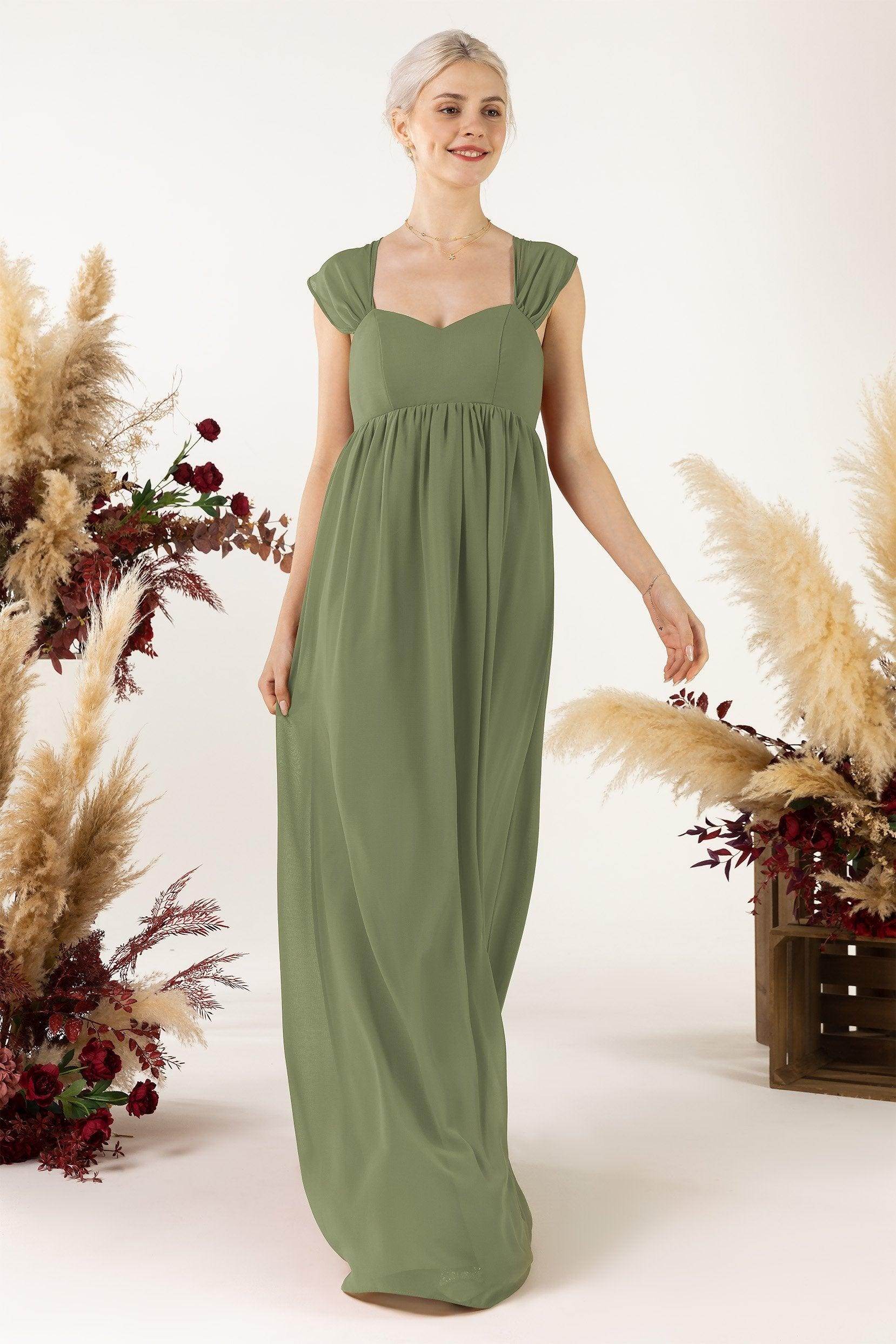A-Line Sweep-Brush Train Chiffon Bridesmaid Dress CB0470