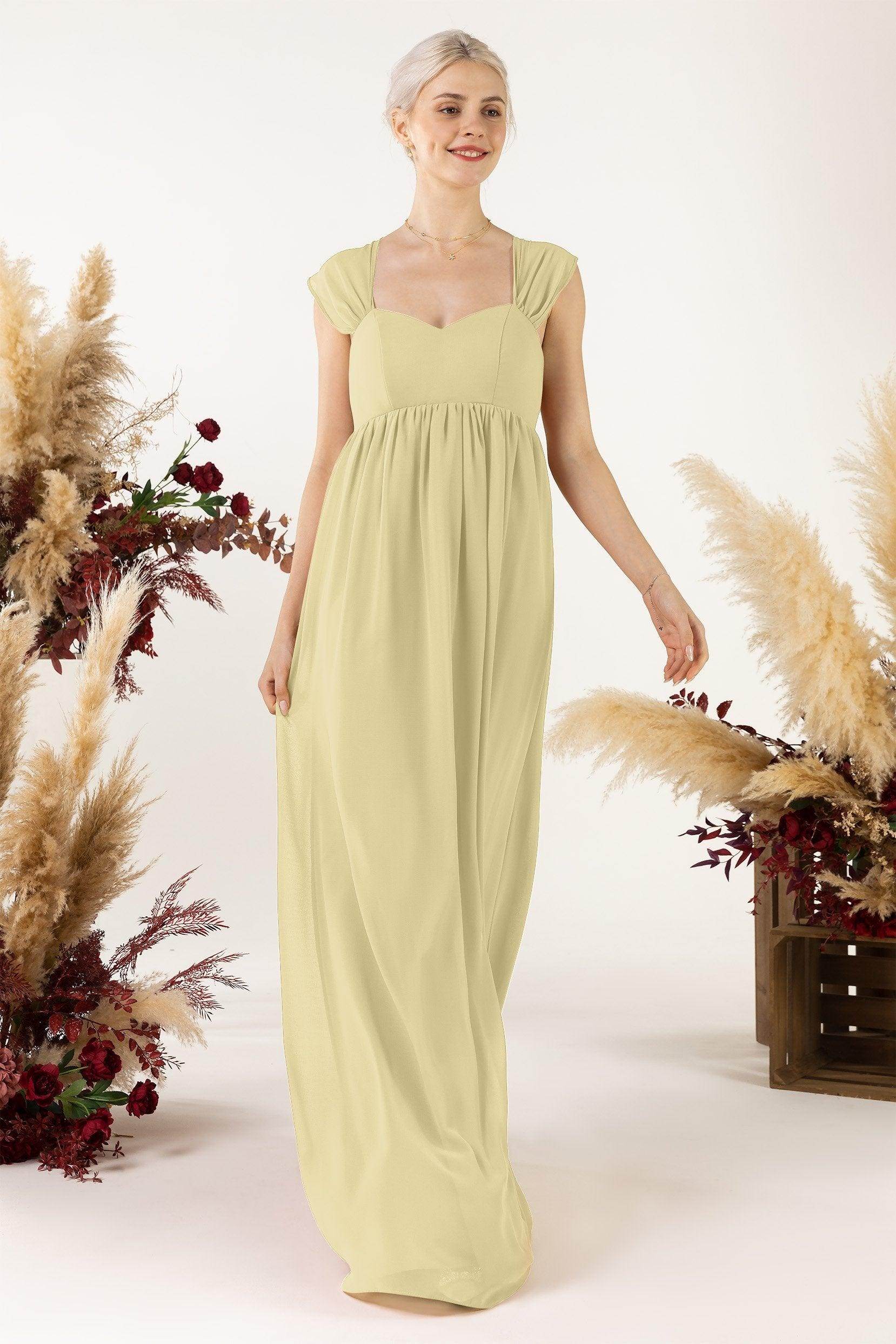 A-Line Sweep-Brush Train Chiffon Bridesmaid Dress CB0470