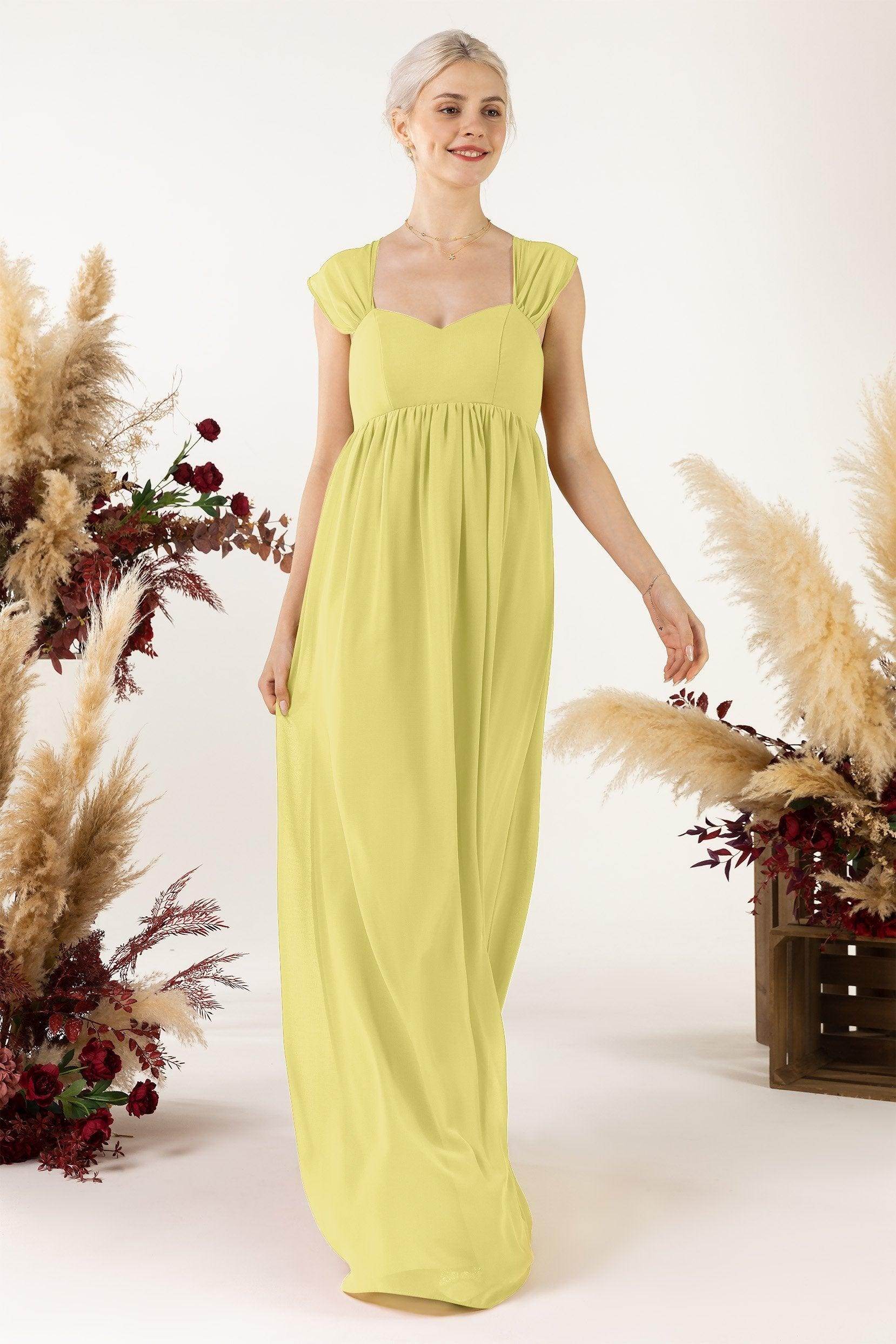 A-Line Sweep-Brush Train Chiffon Bridesmaid Dress CB0470