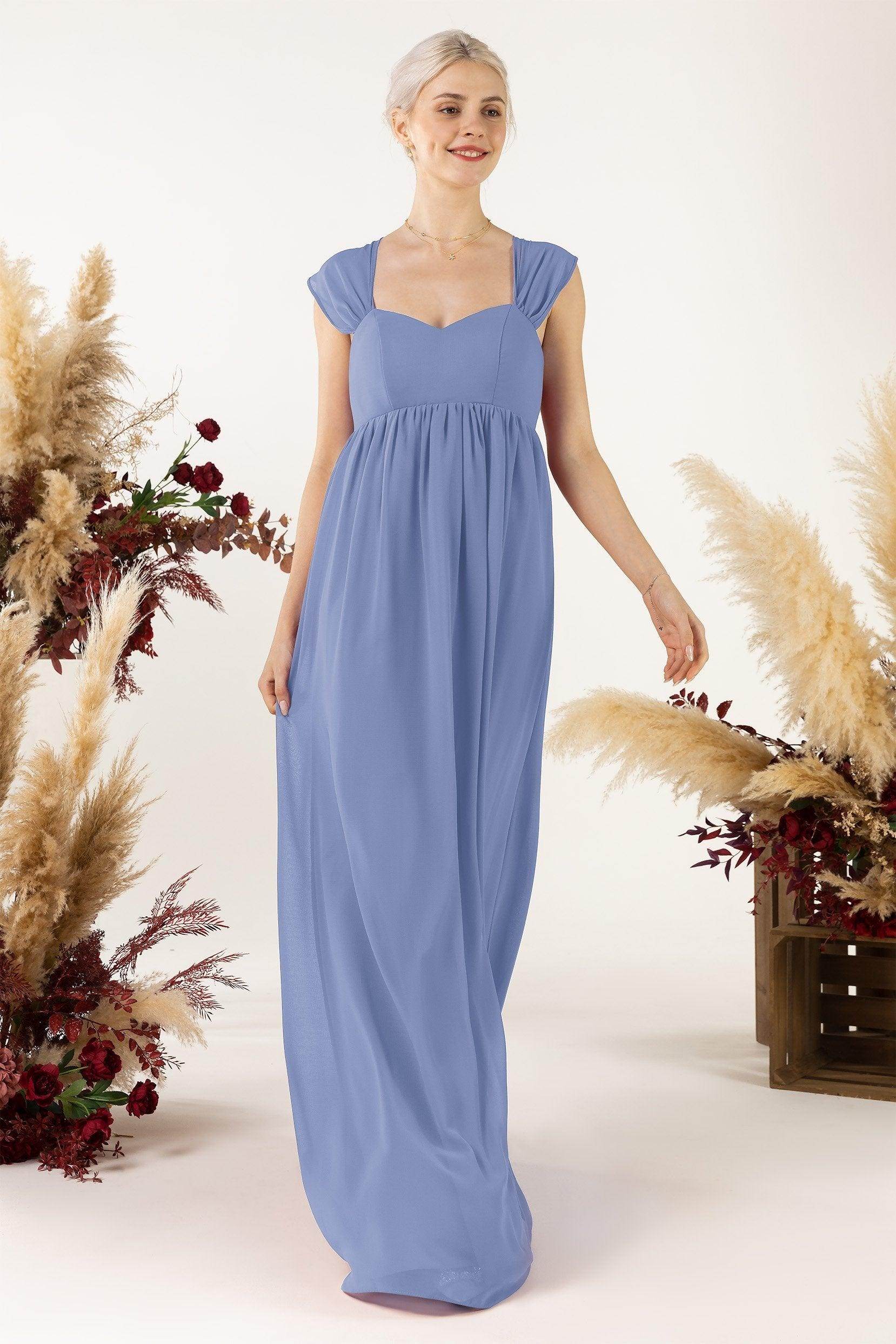 A-Line Sweep-Brush Train Chiffon Bridesmaid Dress CB0470