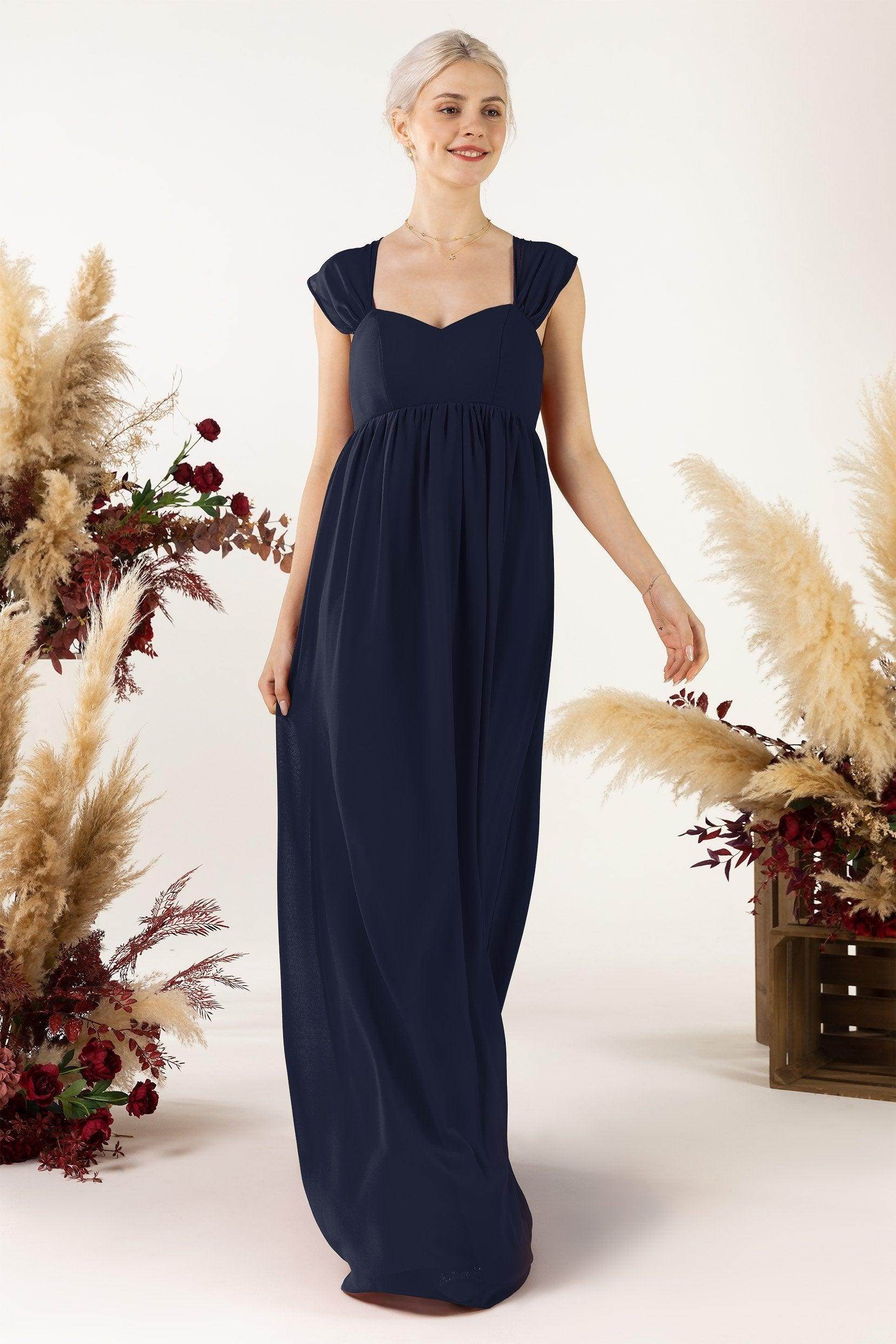 A-Line Sweep-Brush Train Chiffon Bridesmaid Dress CB0470