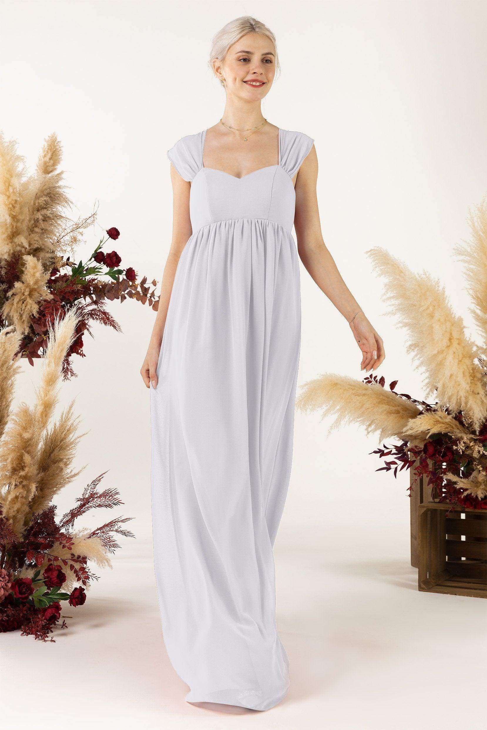 A-Line Sweep-Brush Train Chiffon Bridesmaid Dress CB0470