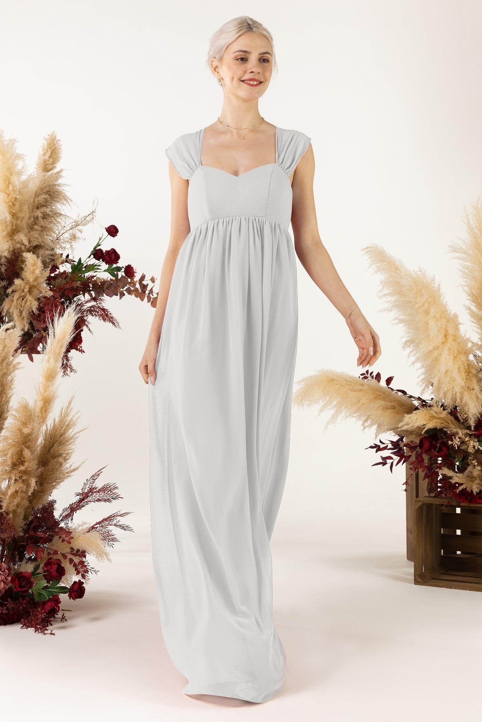 A-Line Sweep-Brush Train Chiffon Bridesmaid Dress CB0470