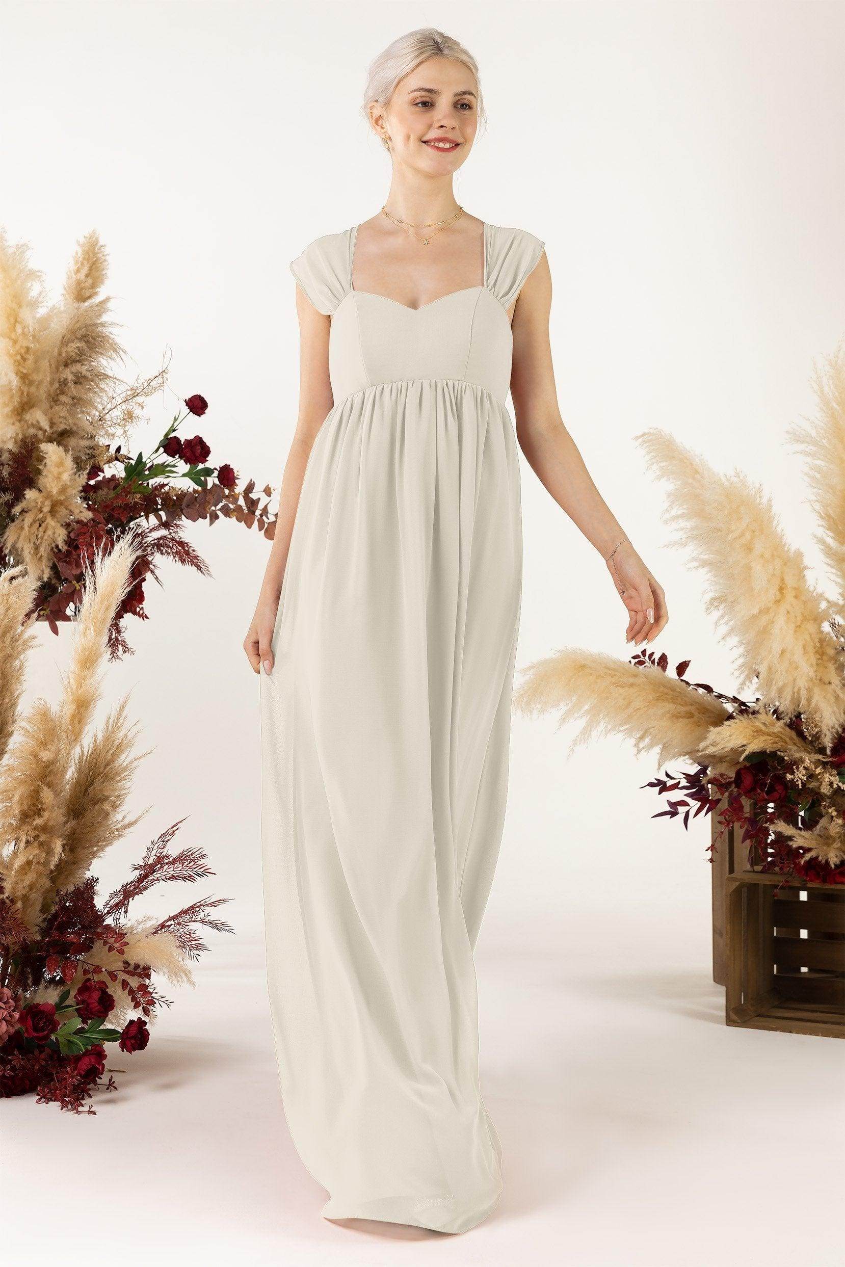 A-Line Sweep-Brush Train Chiffon Bridesmaid Dress CB0470