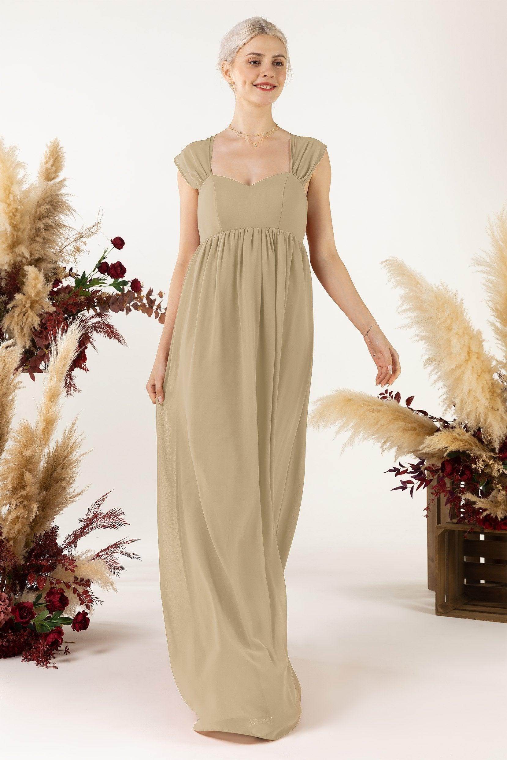 A-Line Sweep-Brush Train Chiffon Bridesmaid Dress CB0470