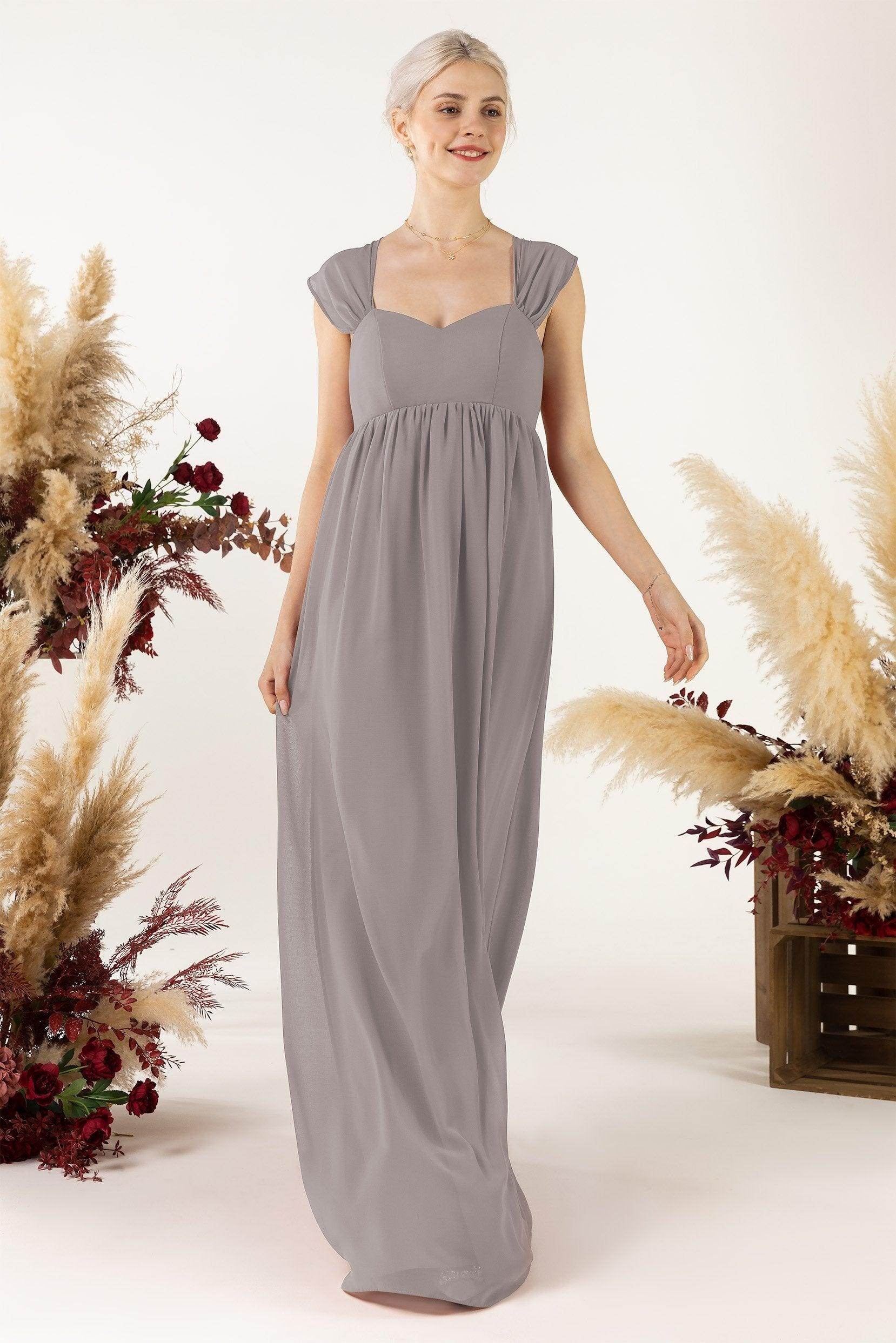 A-Line Sweep-Brush Train Chiffon Bridesmaid Dress CB0470
