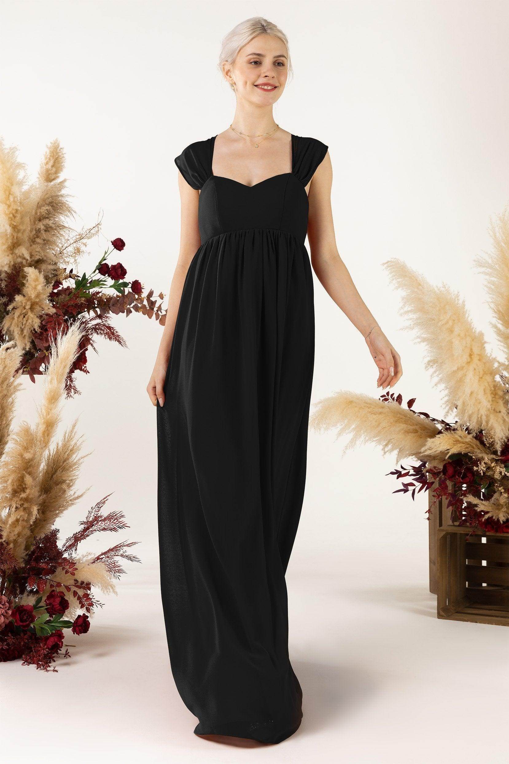 A-Line Sweep-Brush Train Chiffon Bridesmaid Dress CB0470