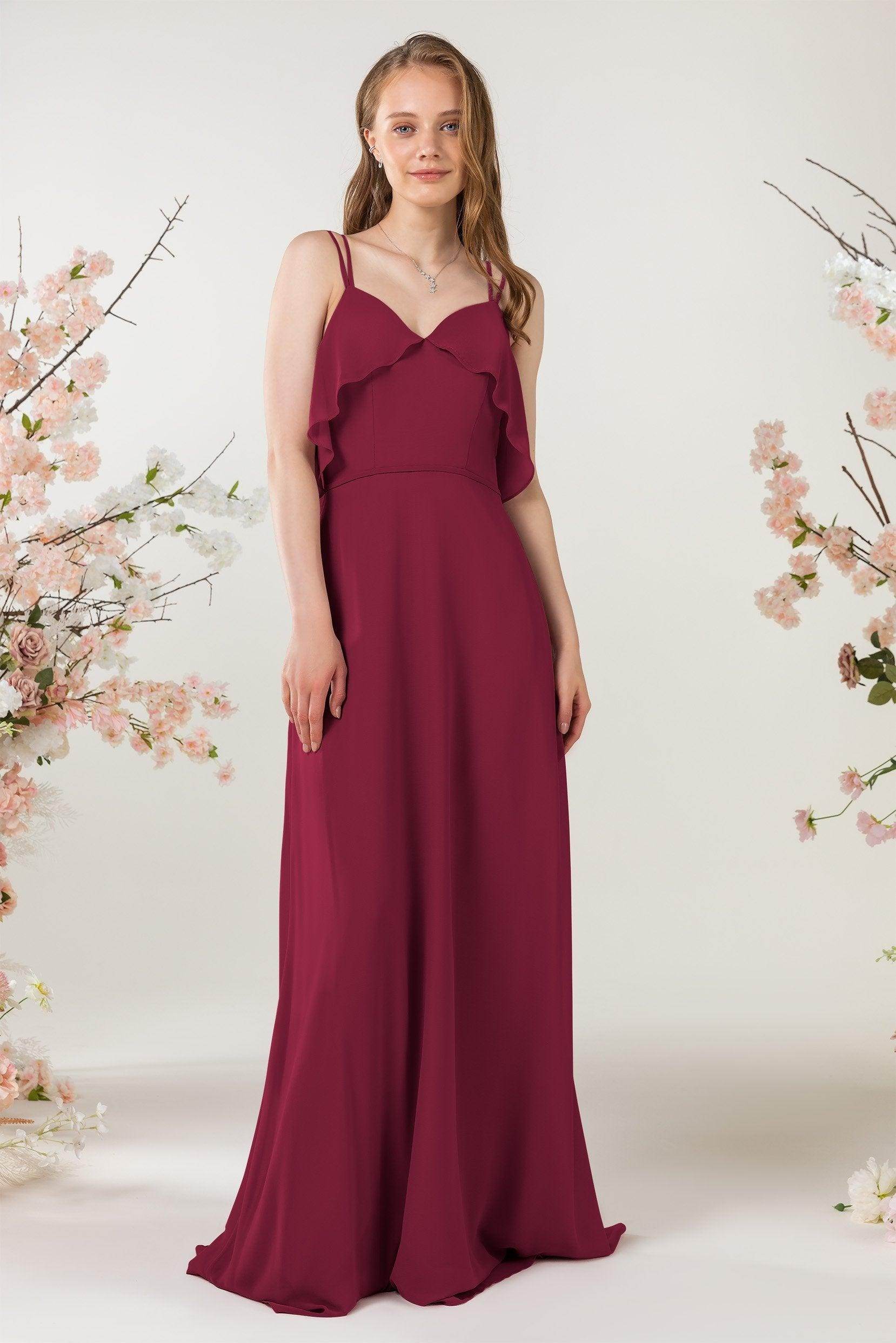 Sheath Sweep-Brush Train Chiffon Bridesmaid Dress CB0472