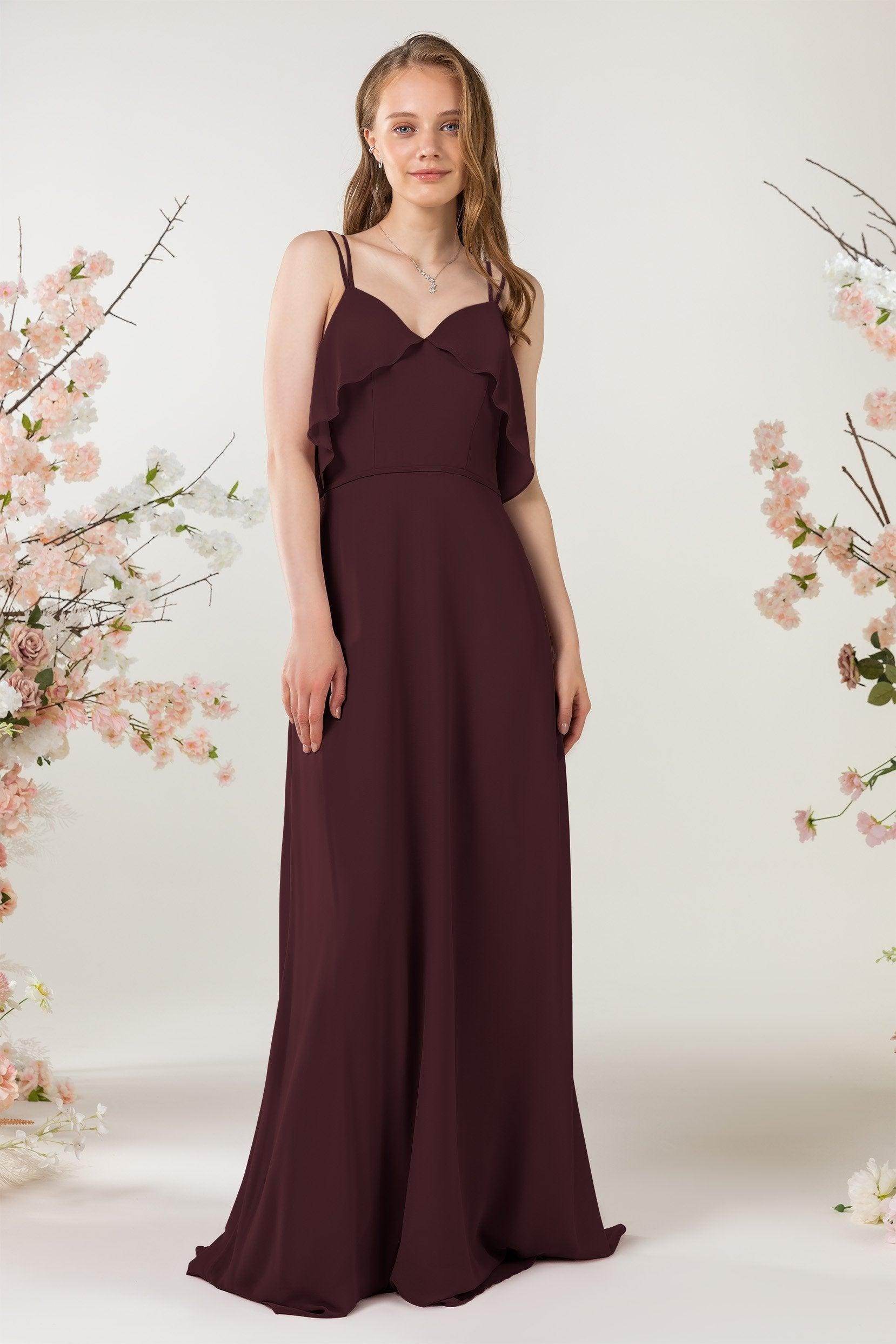 Sheath Sweep-Brush Train Chiffon Bridesmaid Dress CB0472