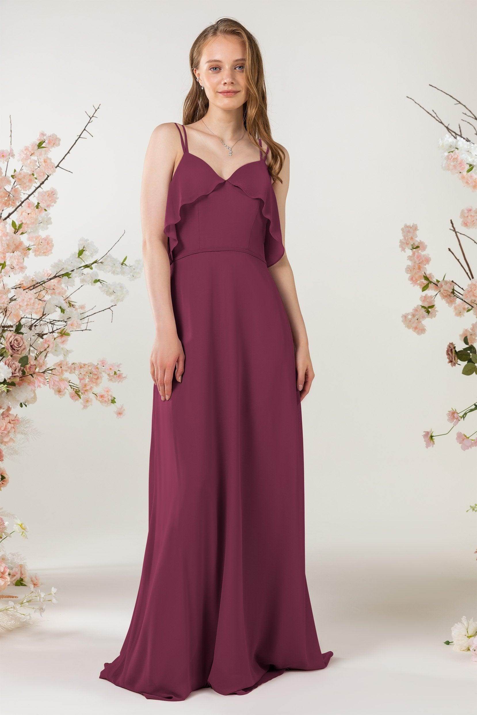 Sheath Sweep-Brush Train Chiffon Bridesmaid Dress CB0472
