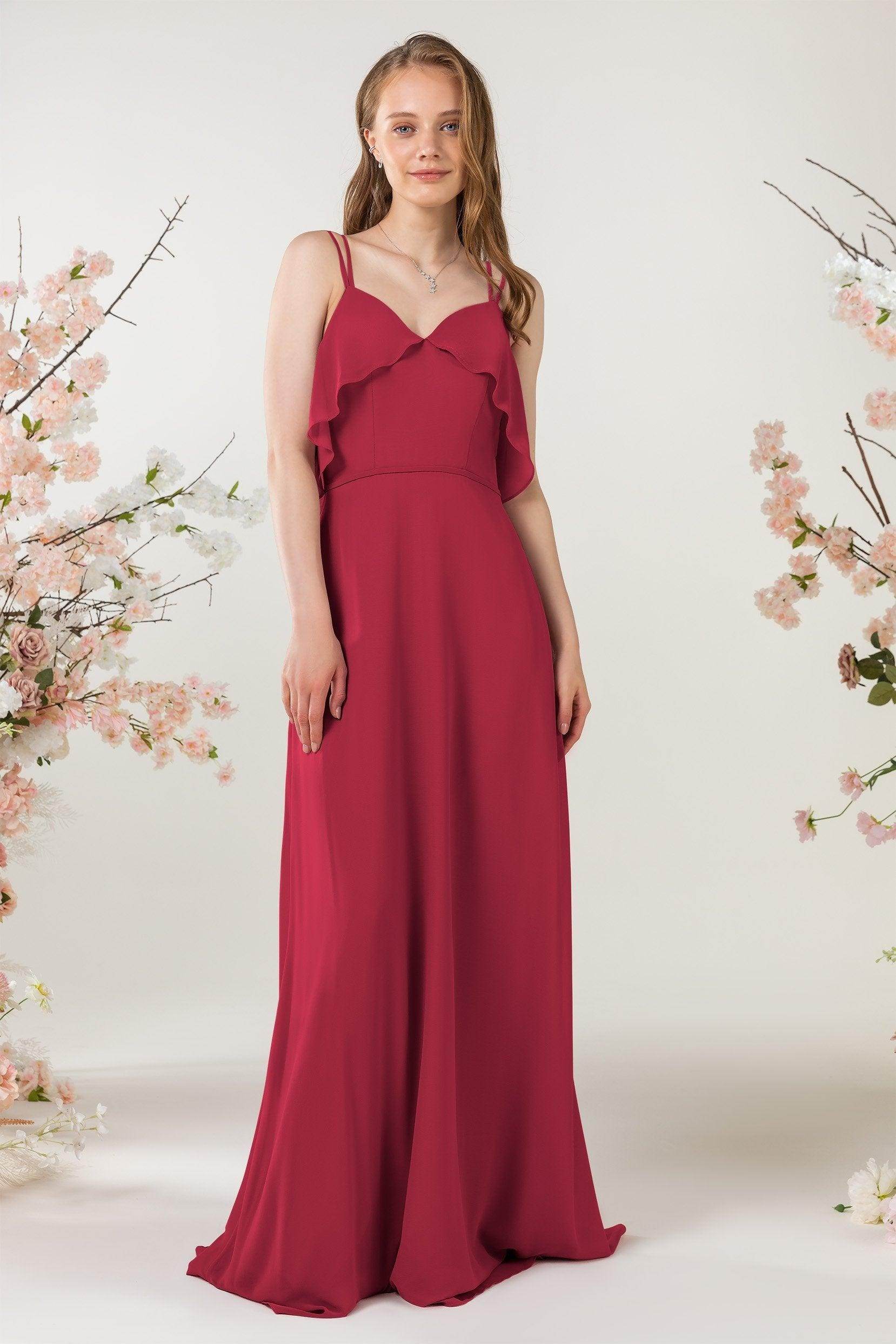 Sheath Sweep-Brush Train Chiffon Bridesmaid Dress CB0472