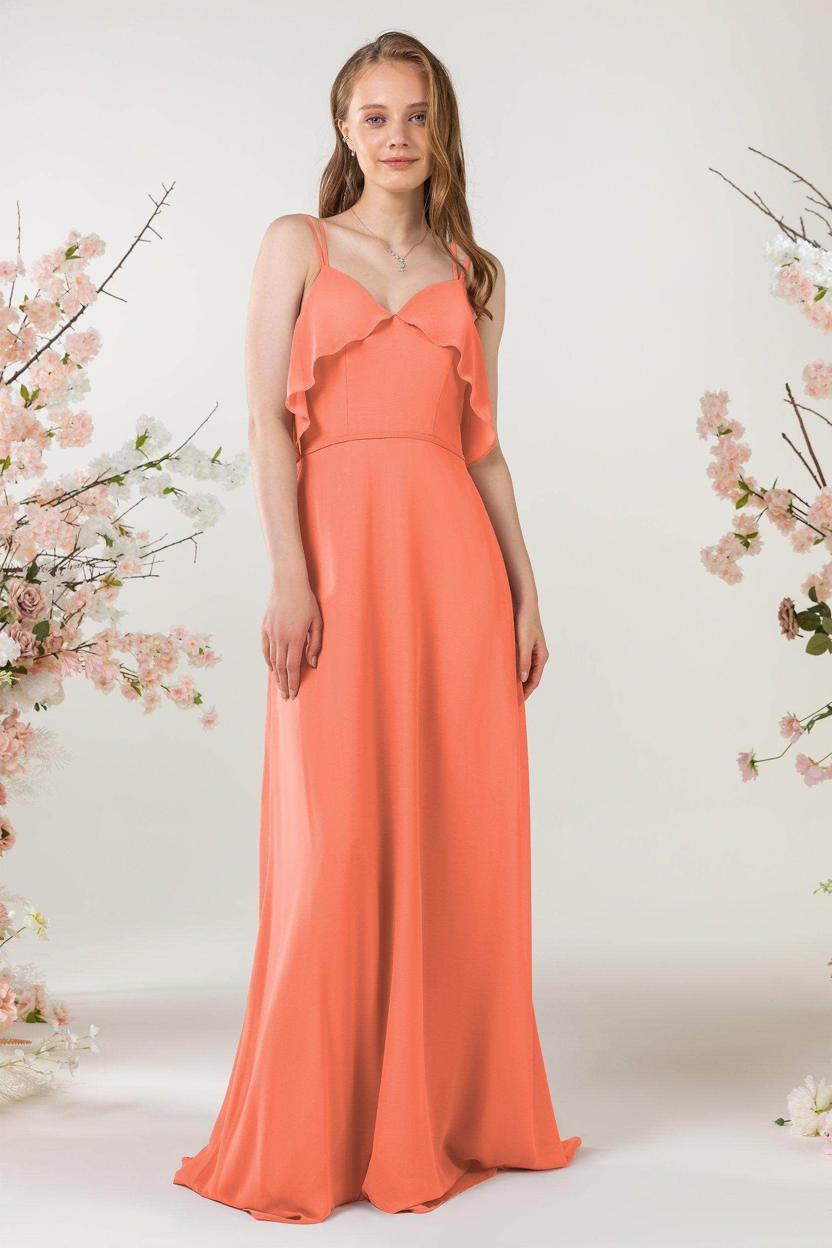 Sheath Sweep-Brush Train Chiffon Bridesmaid Dress CB0472