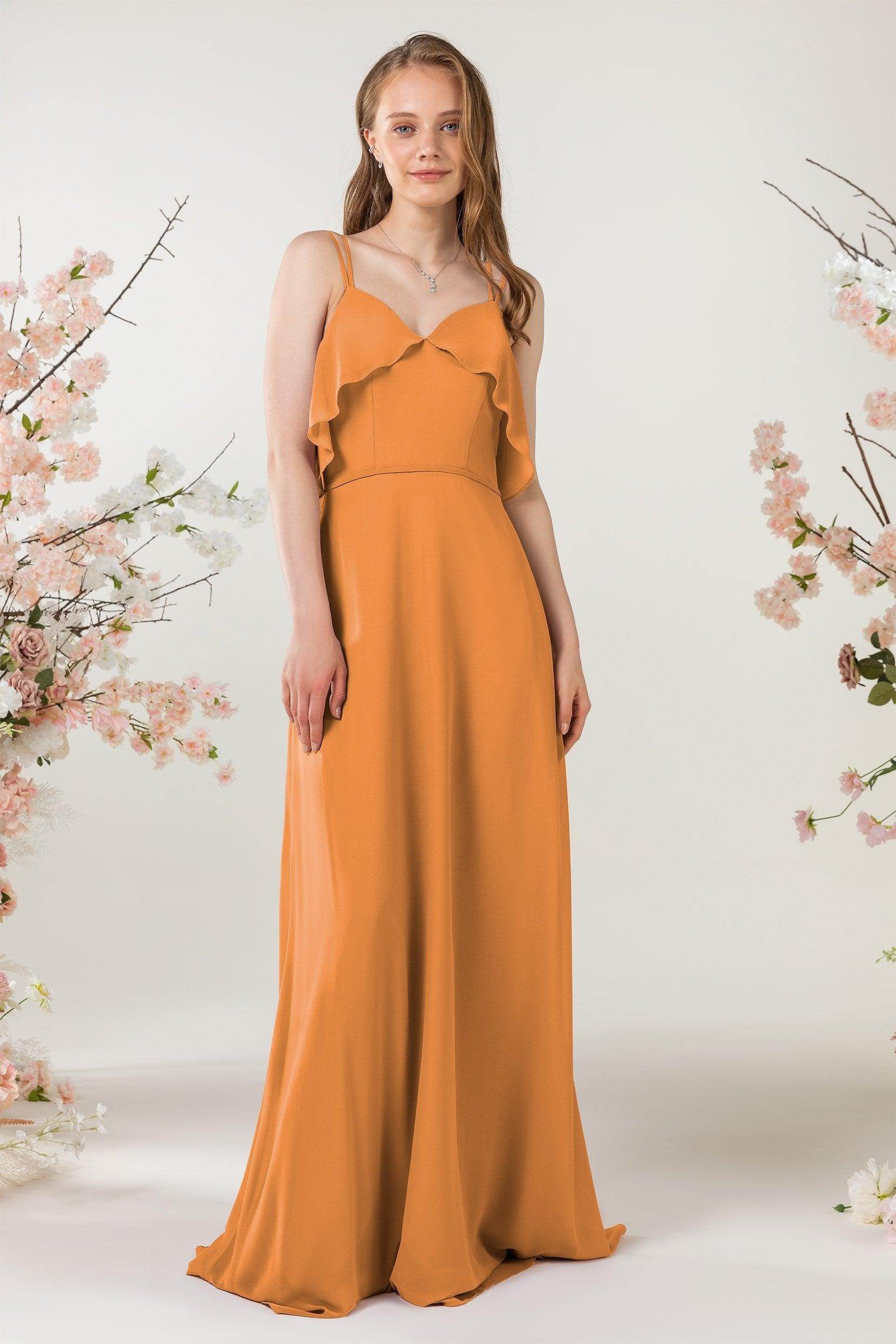 Sheath Sweep-Brush Train Chiffon Bridesmaid Dress CB0472
