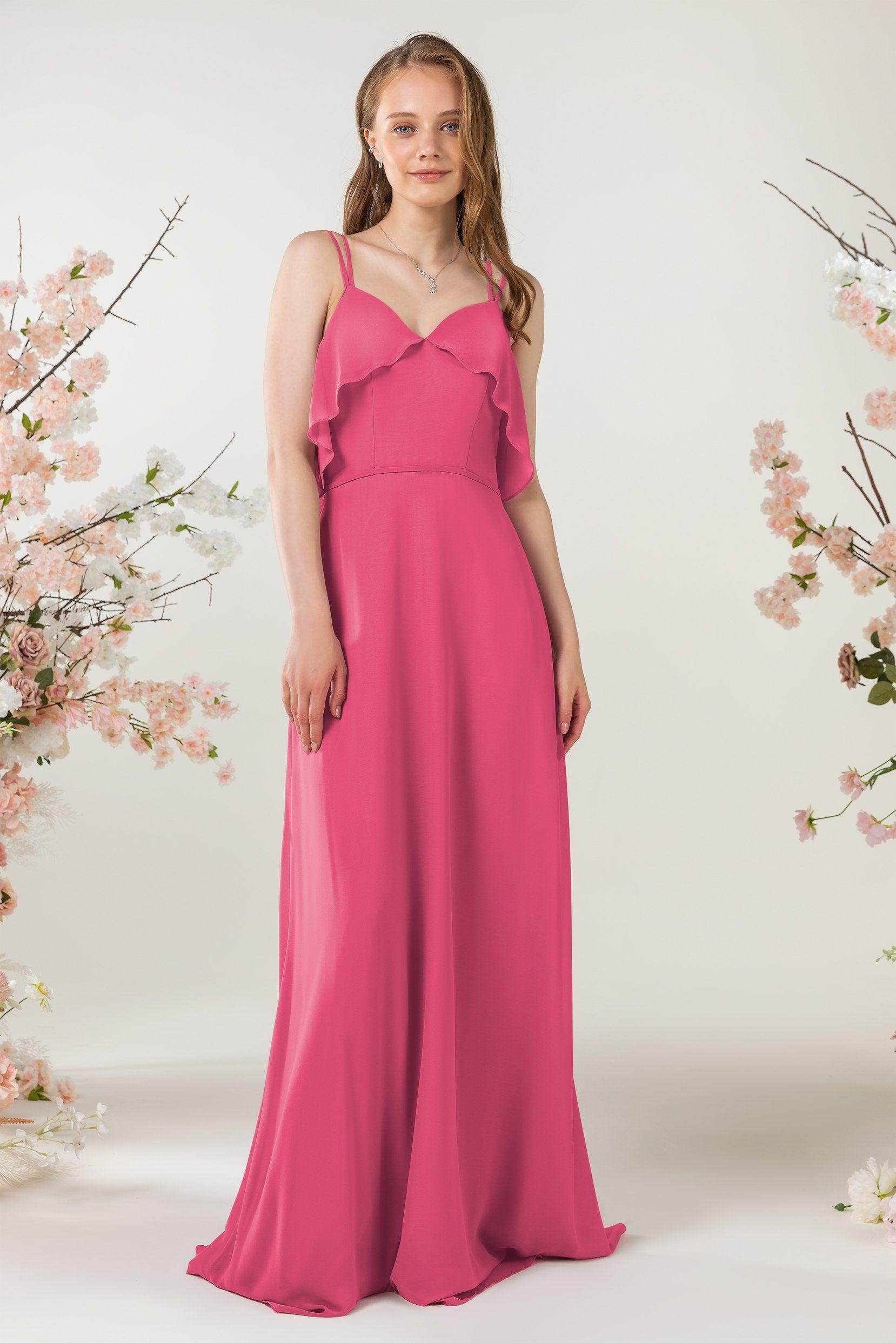 Sheath Sweep-Brush Train Chiffon Bridesmaid Dress CB0472