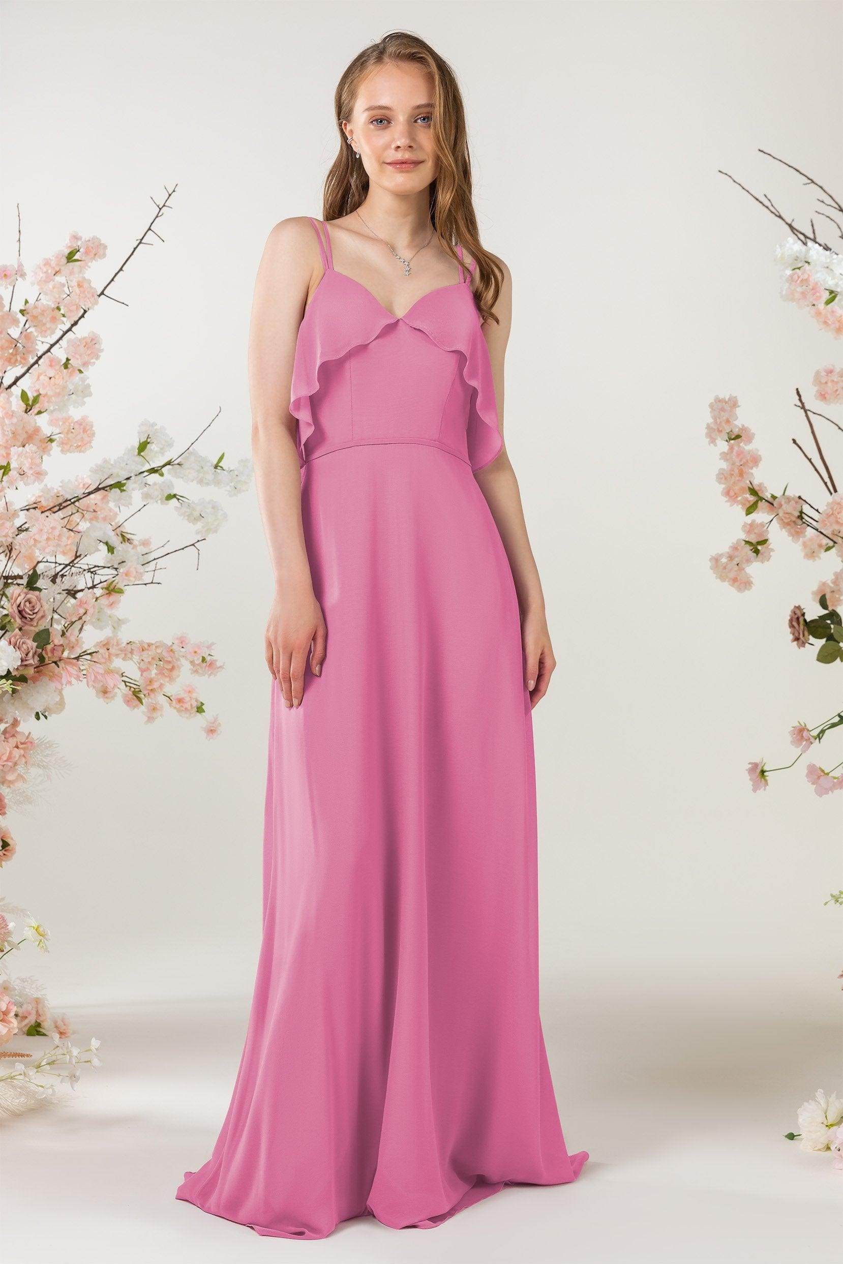 Sheath Sweep-Brush Train Chiffon Bridesmaid Dress CB0472