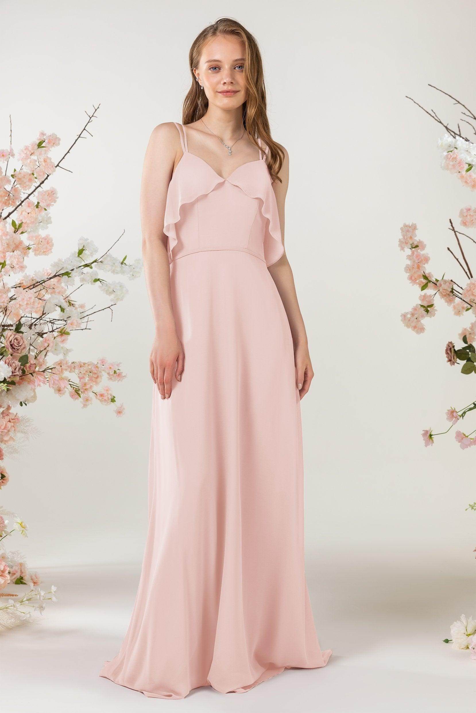 Sheath Sweep-Brush Train Chiffon Bridesmaid Dress CB0472