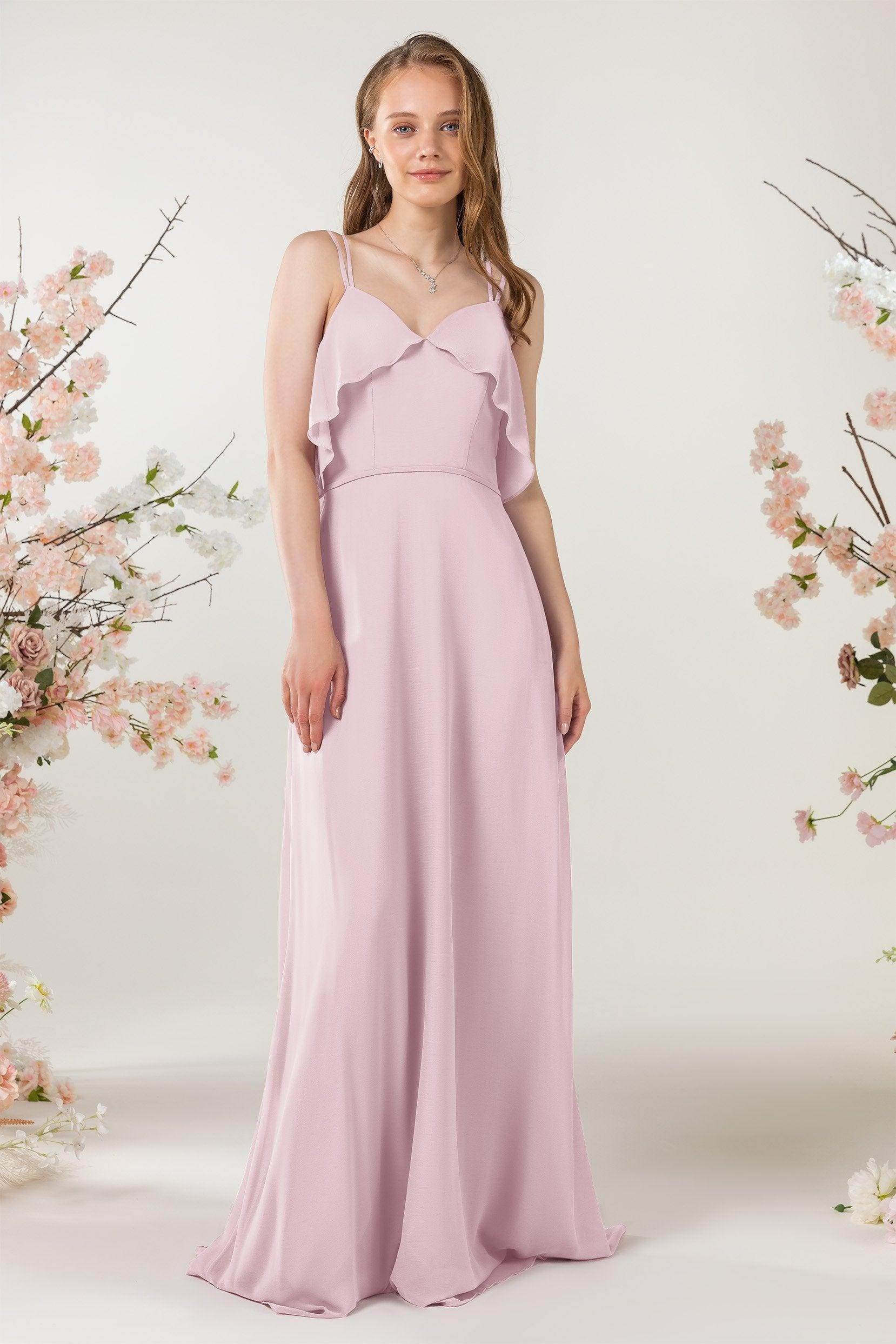 Sheath Sweep-Brush Train Chiffon Bridesmaid Dress CB0472