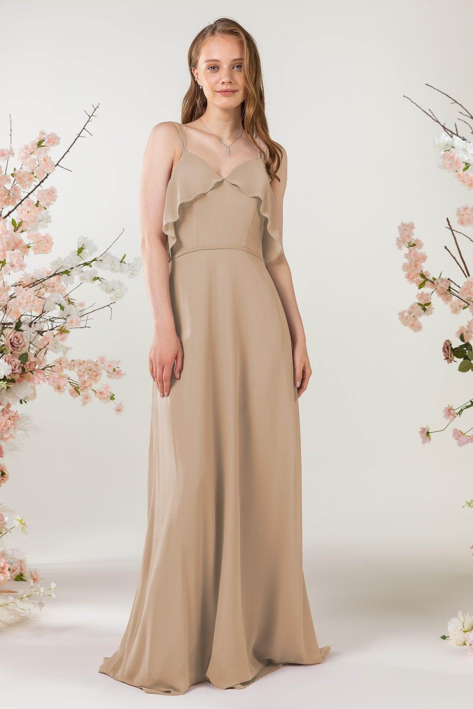 Sheath Sweep-Brush Train Chiffon Bridesmaid Dress CB0472