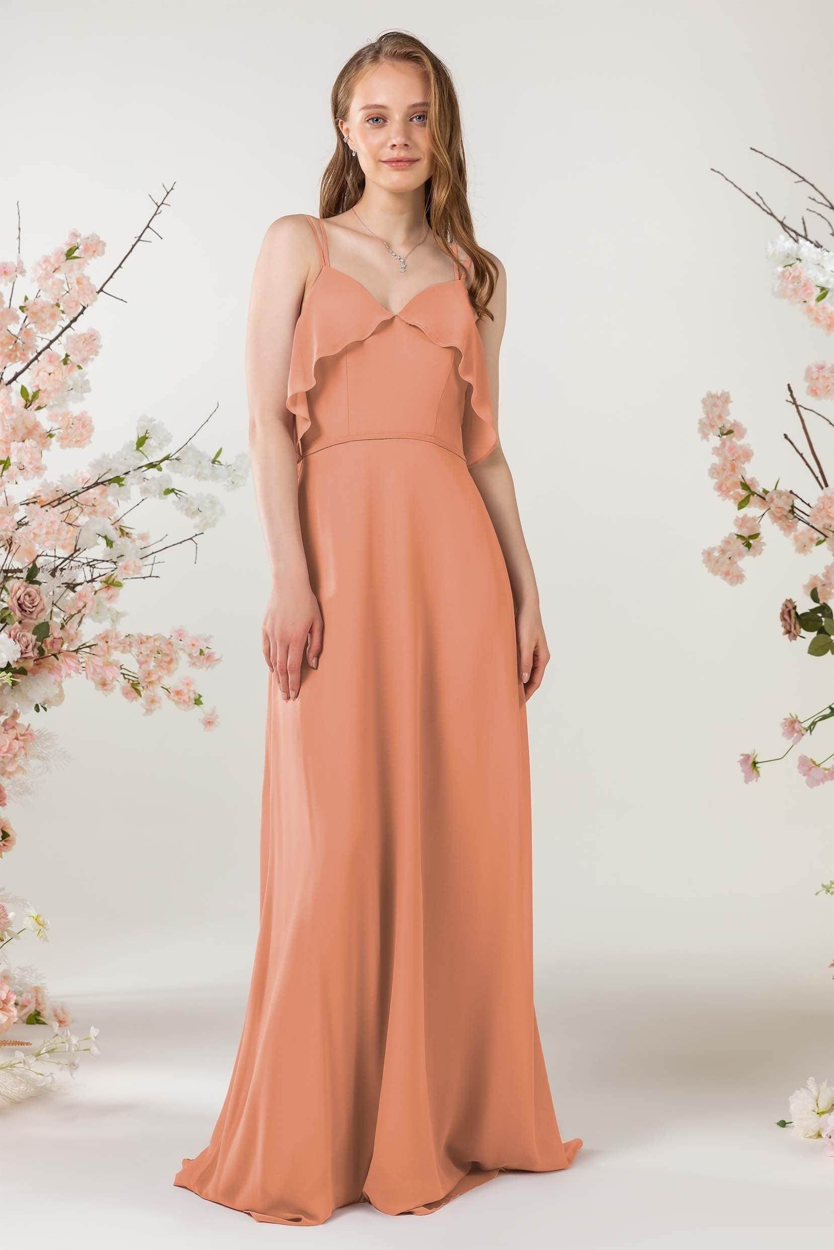 Sheath Sweep-Brush Train Chiffon Bridesmaid Dress CB0472