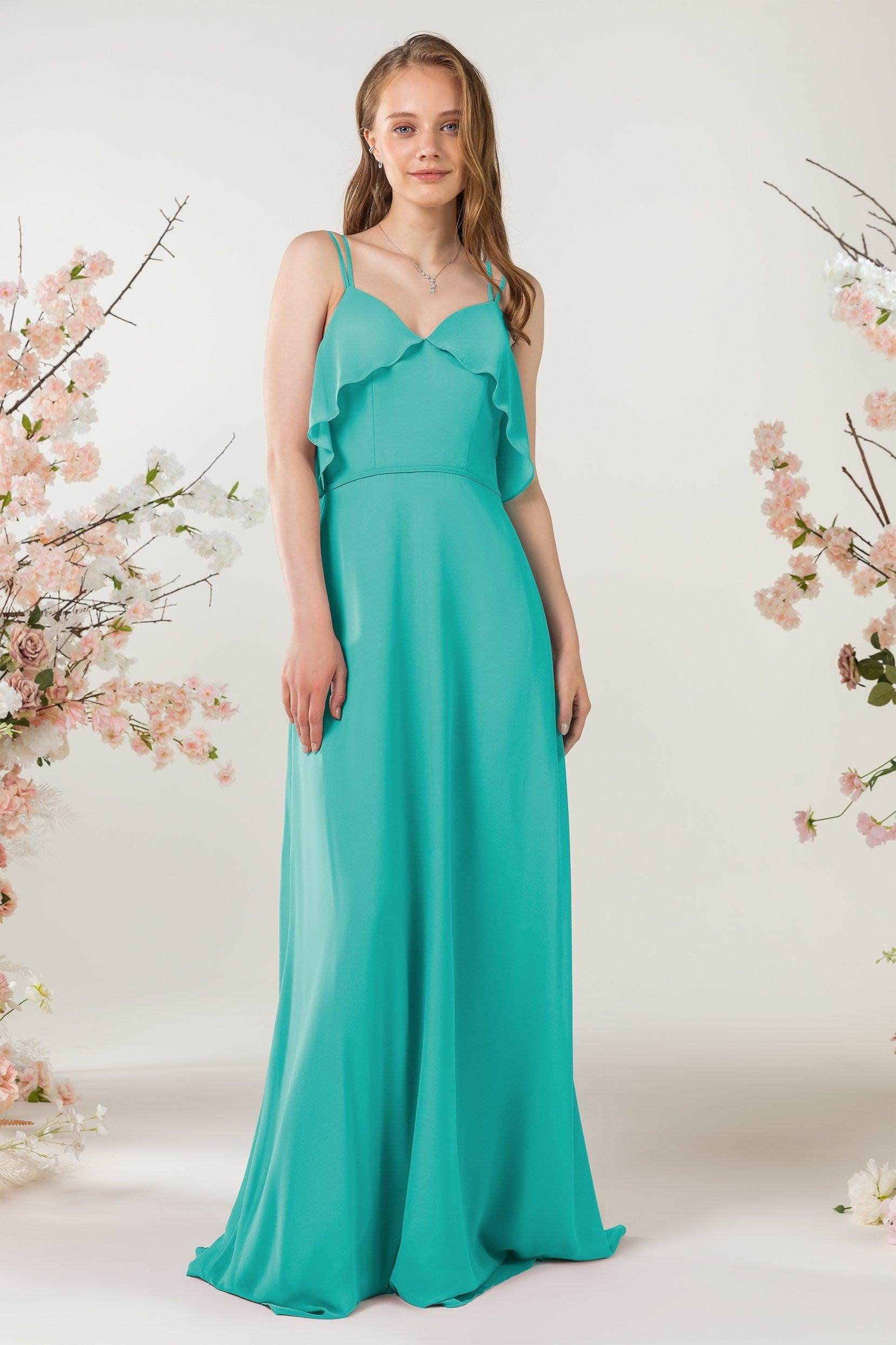 Sheath Sweep-Brush Train Chiffon Bridesmaid Dress CB0472