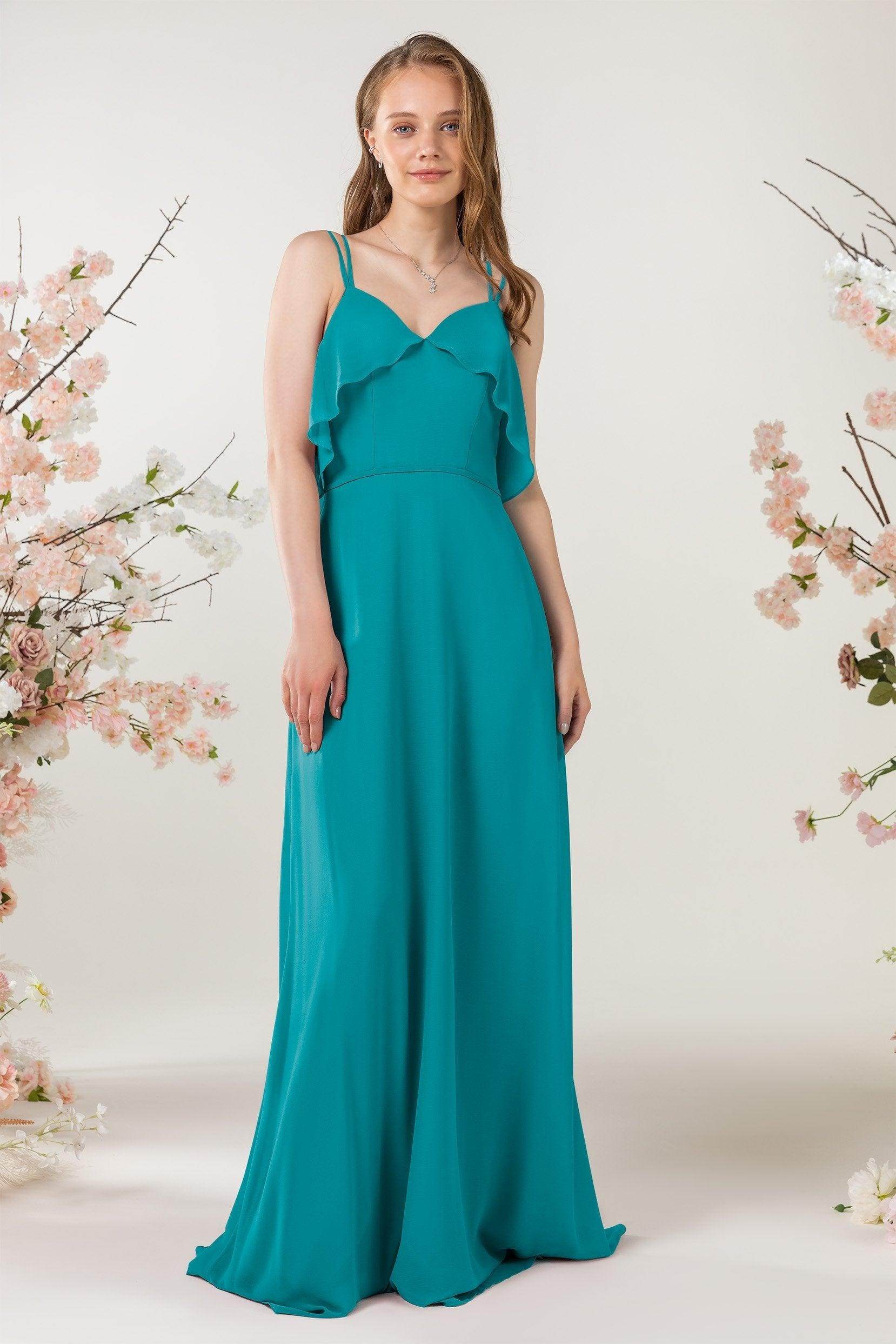 Sheath Sweep-Brush Train Chiffon Bridesmaid Dress CB0472