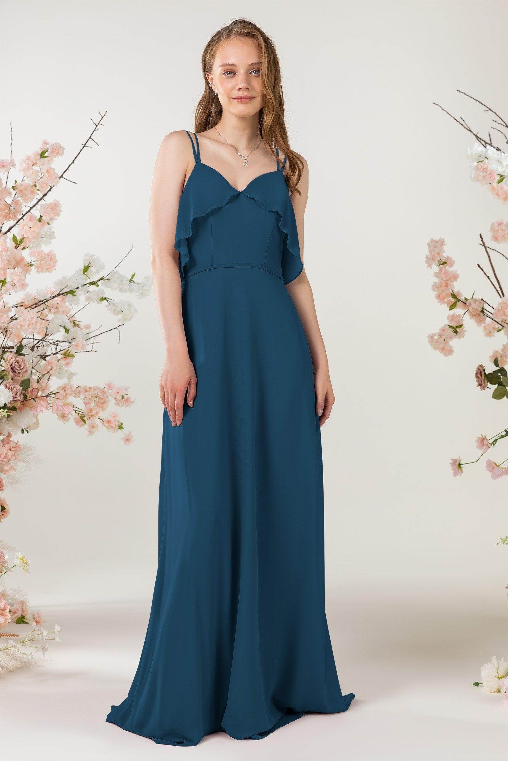 Sheath Sweep-Brush Train Chiffon Bridesmaid Dress CB0472