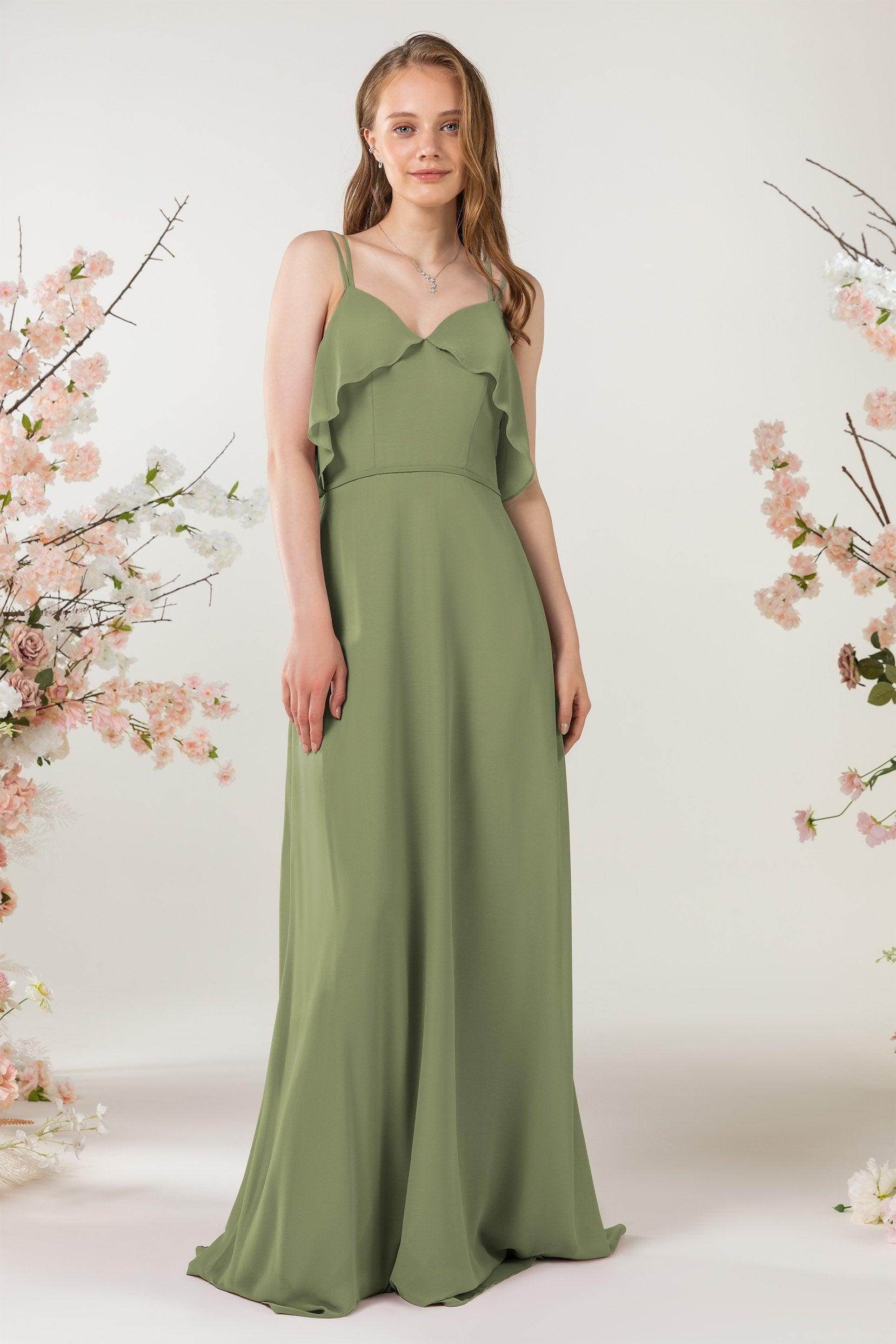 Sheath Sweep-Brush Train Chiffon Bridesmaid Dress CB0472