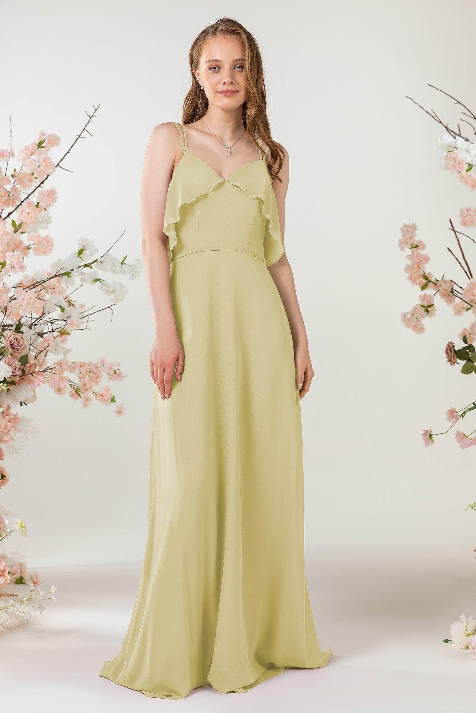 Sheath Sweep-Brush Train Chiffon Bridesmaid Dress CB0472