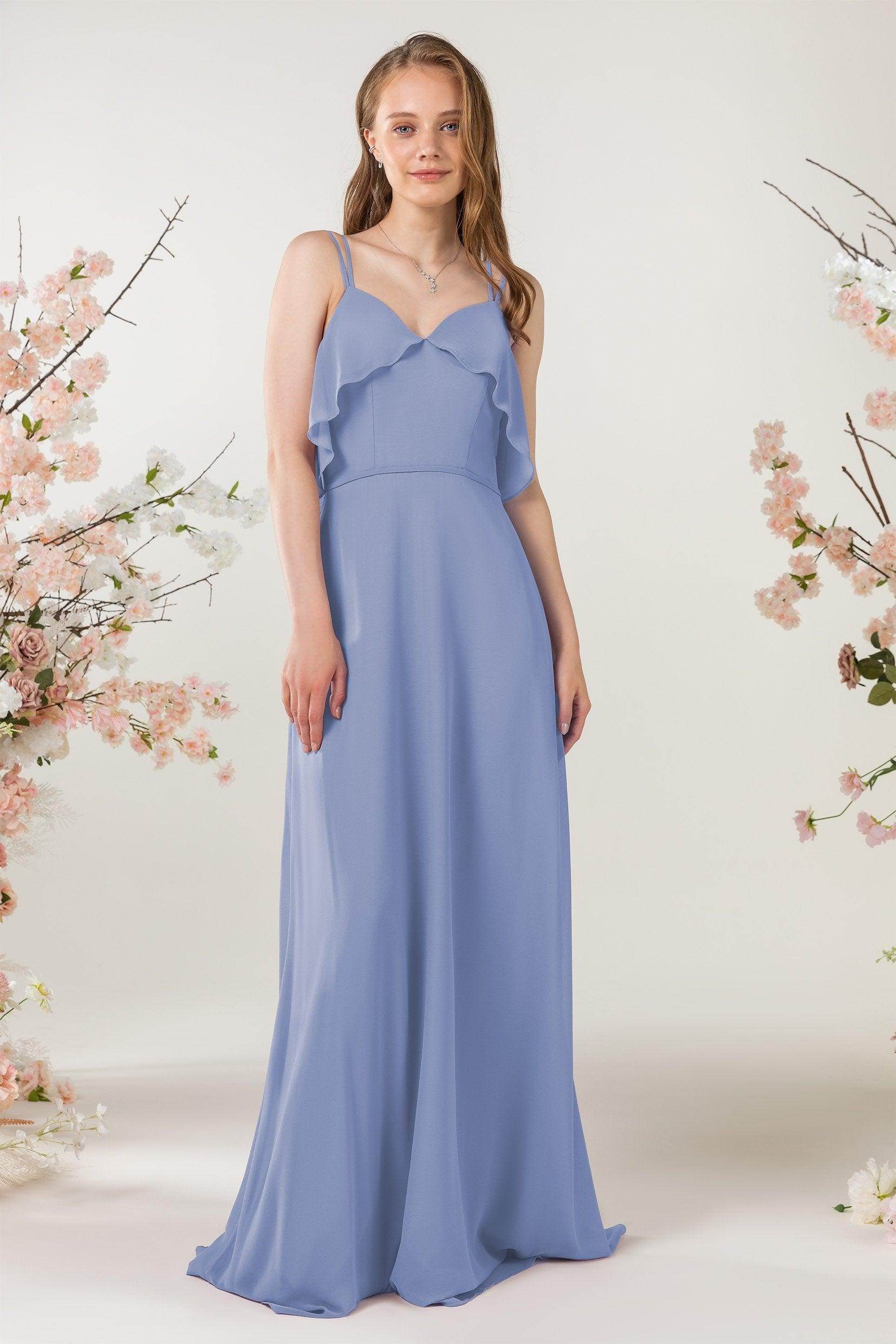 Sheath Sweep-Brush Train Chiffon Bridesmaid Dress CB0472