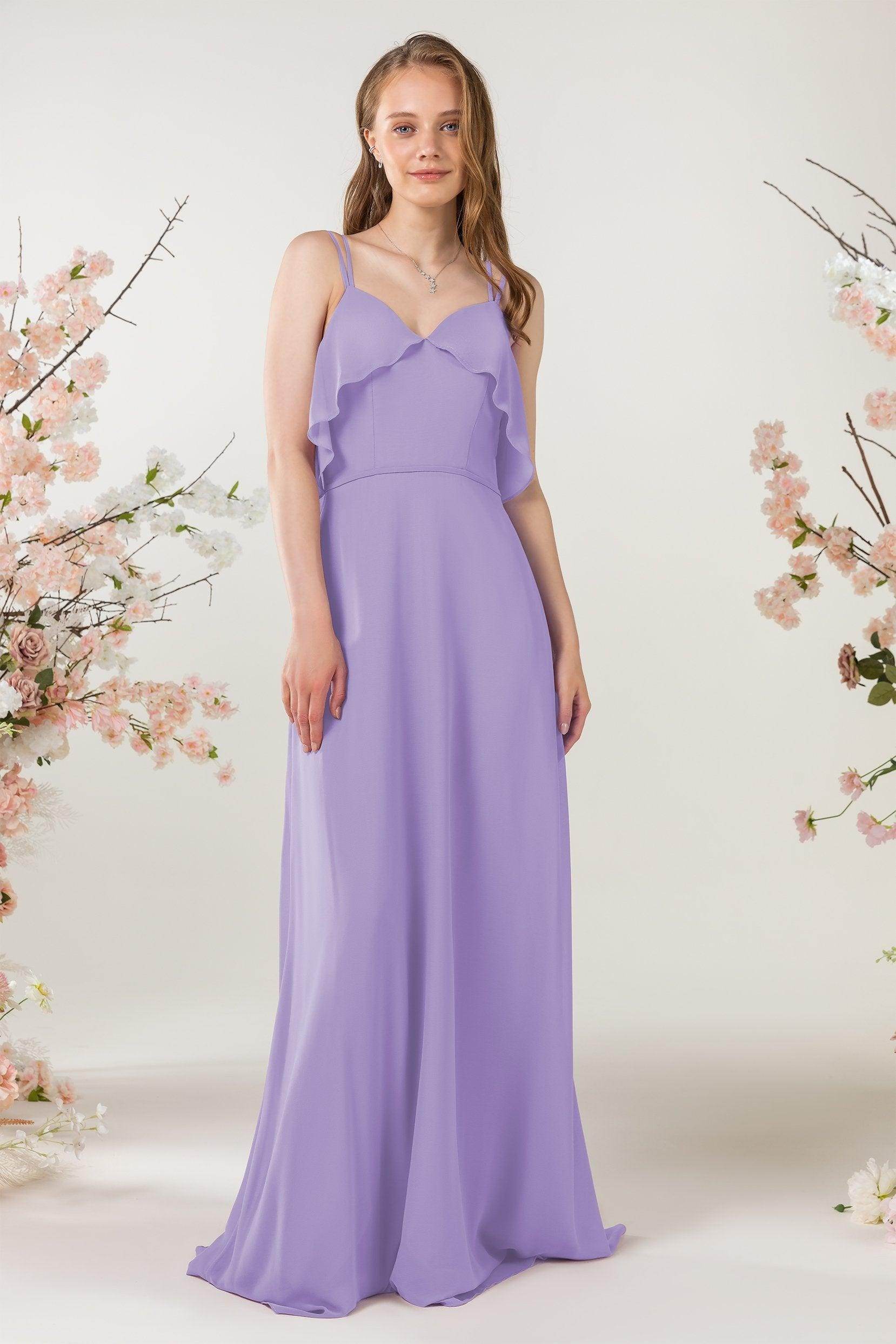 Sheath Sweep-Brush Train Chiffon Bridesmaid Dress CB0472
