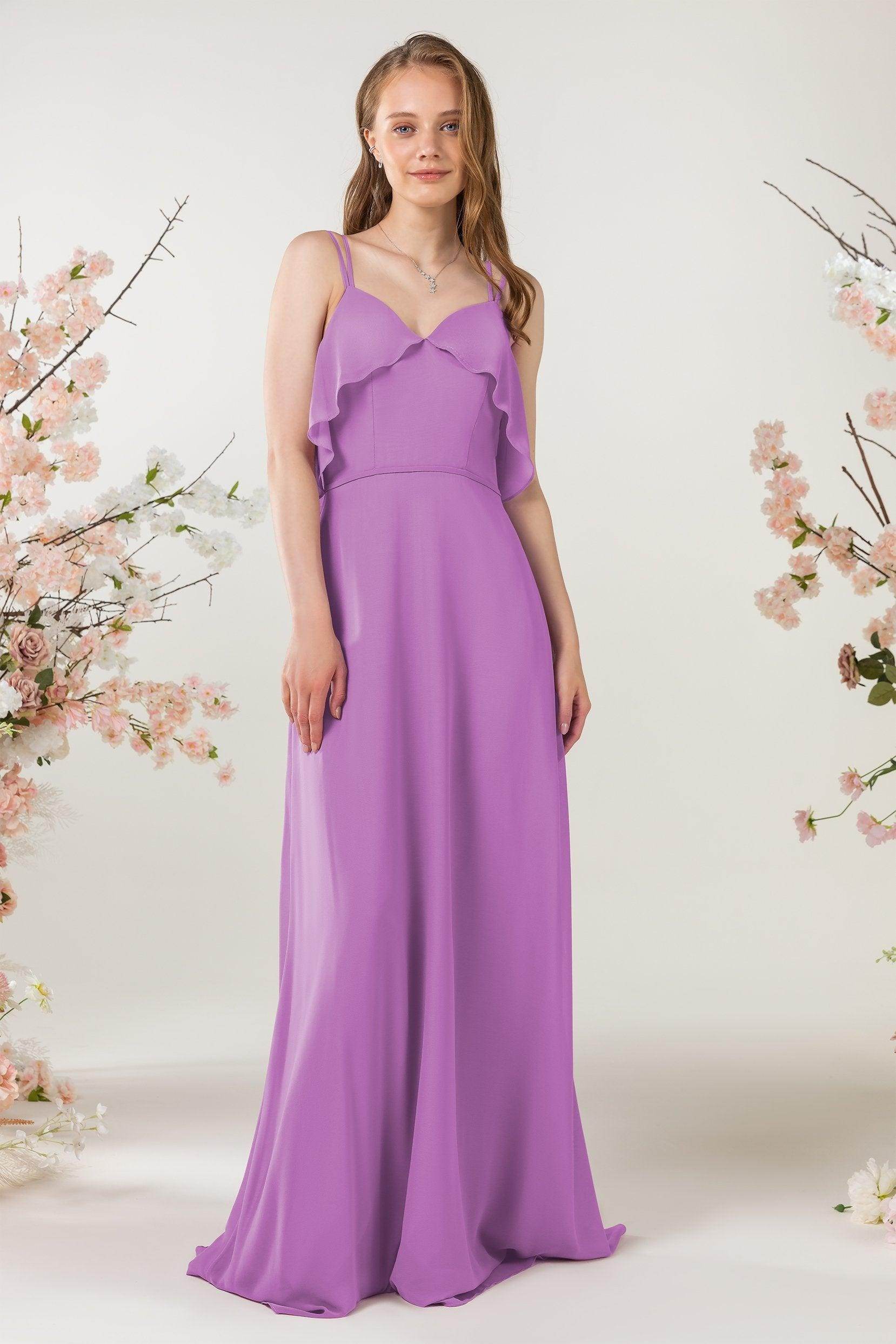 Sheath Sweep-Brush Train Chiffon Bridesmaid Dress CB0472