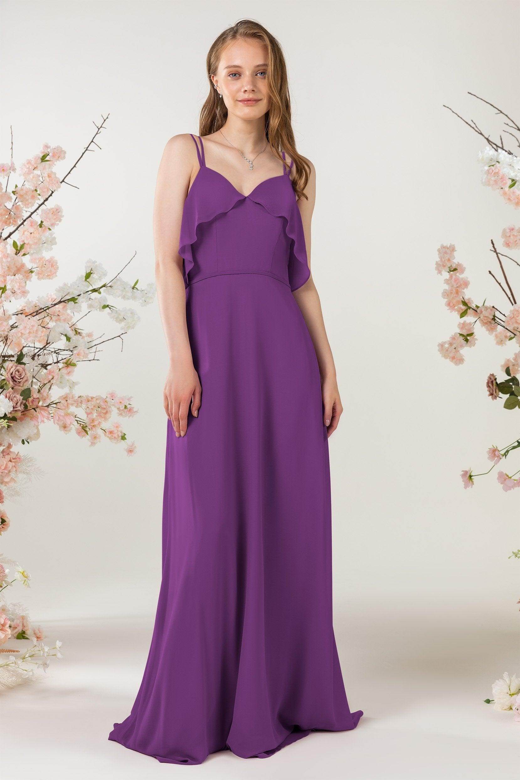 Sheath Sweep-Brush Train Chiffon Bridesmaid Dress CB0472