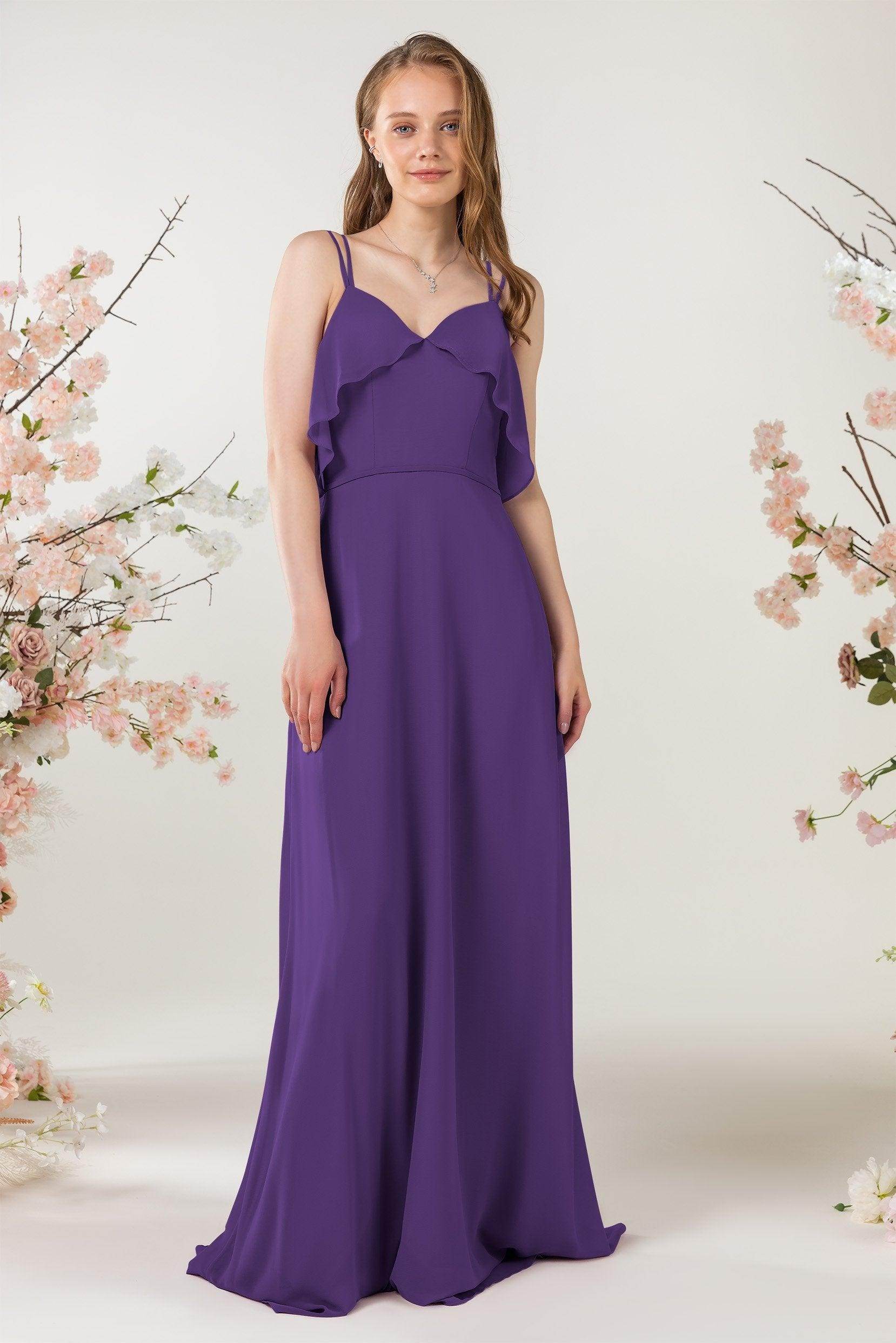 Sheath Sweep-Brush Train Chiffon Bridesmaid Dress CB0472