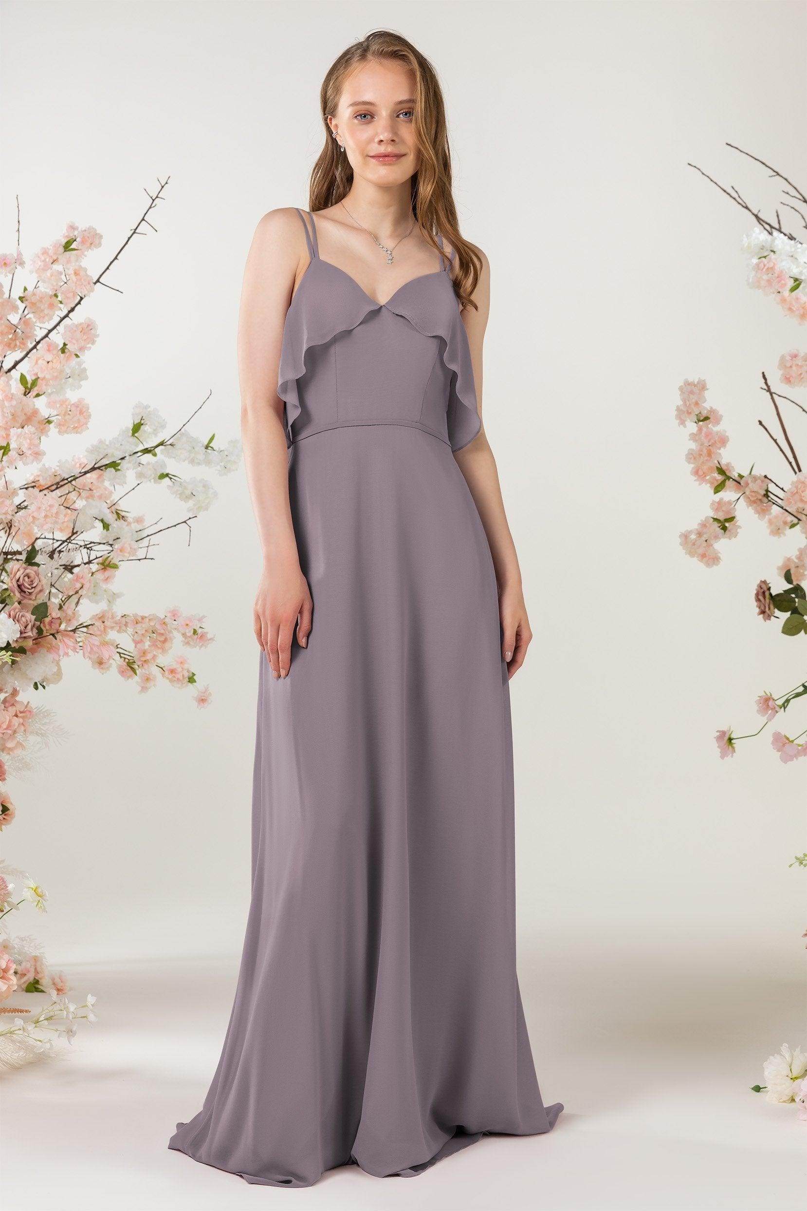 Sheath Sweep-Brush Train Chiffon Bridesmaid Dress CB0472