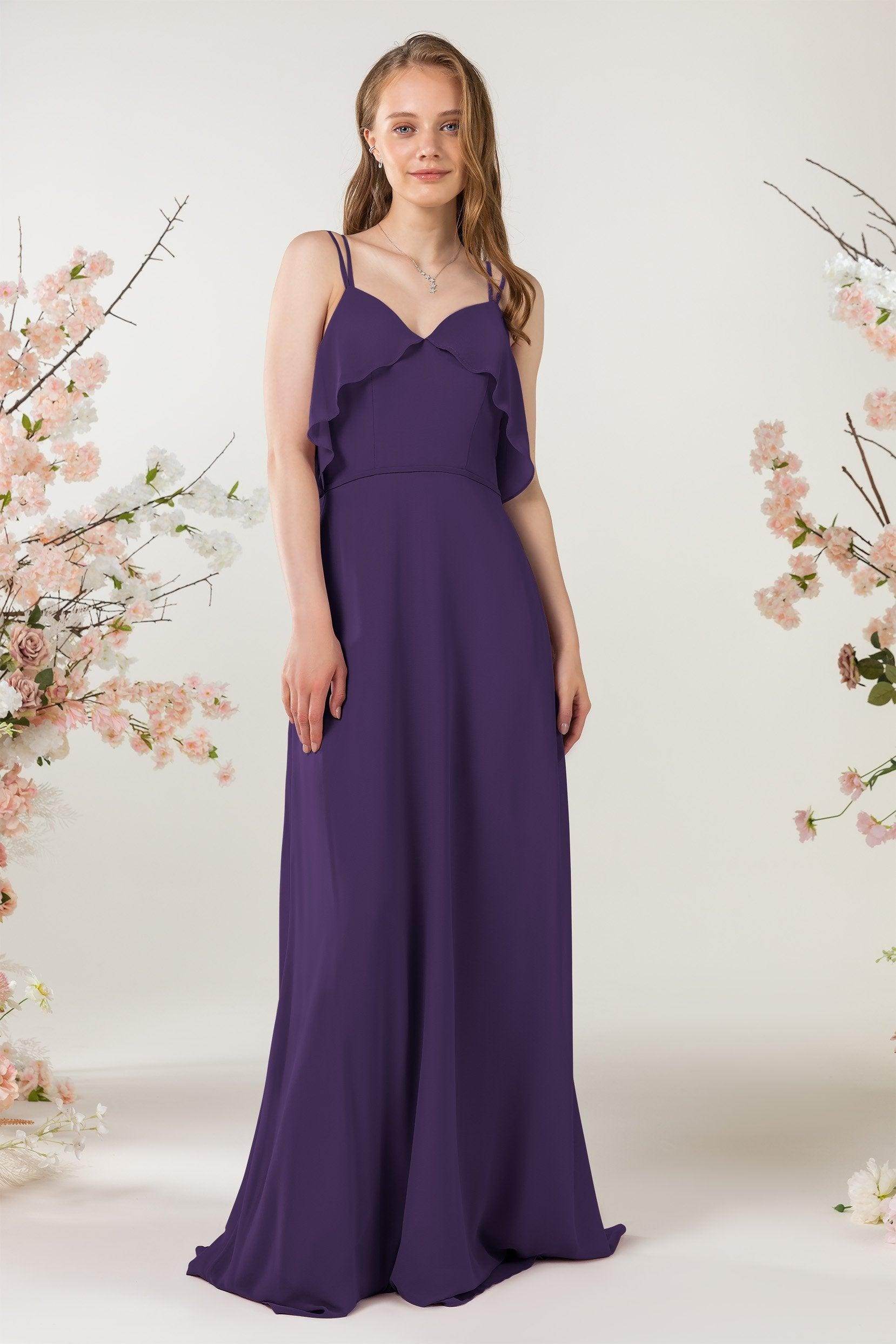 Sheath Sweep-Brush Train Chiffon Bridesmaid Dress CB0472