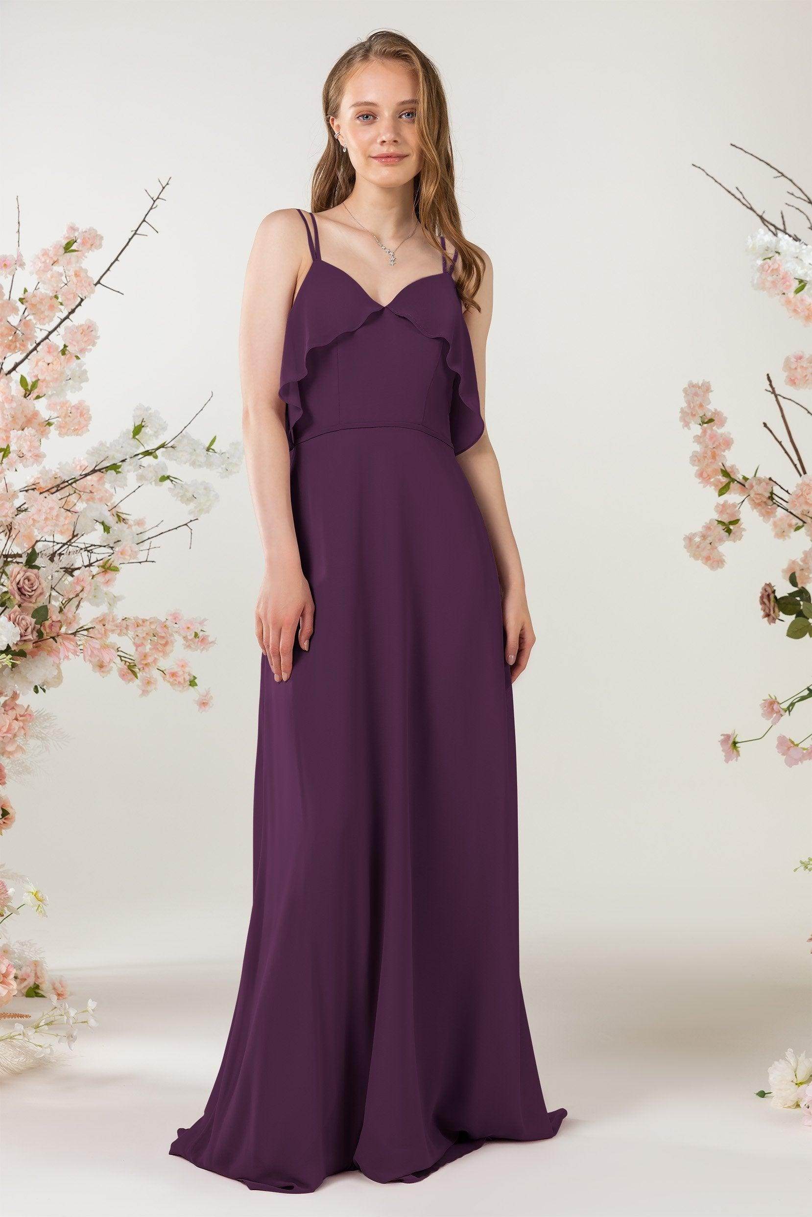 Sheath Sweep-Brush Train Chiffon Bridesmaid Dress CB0472