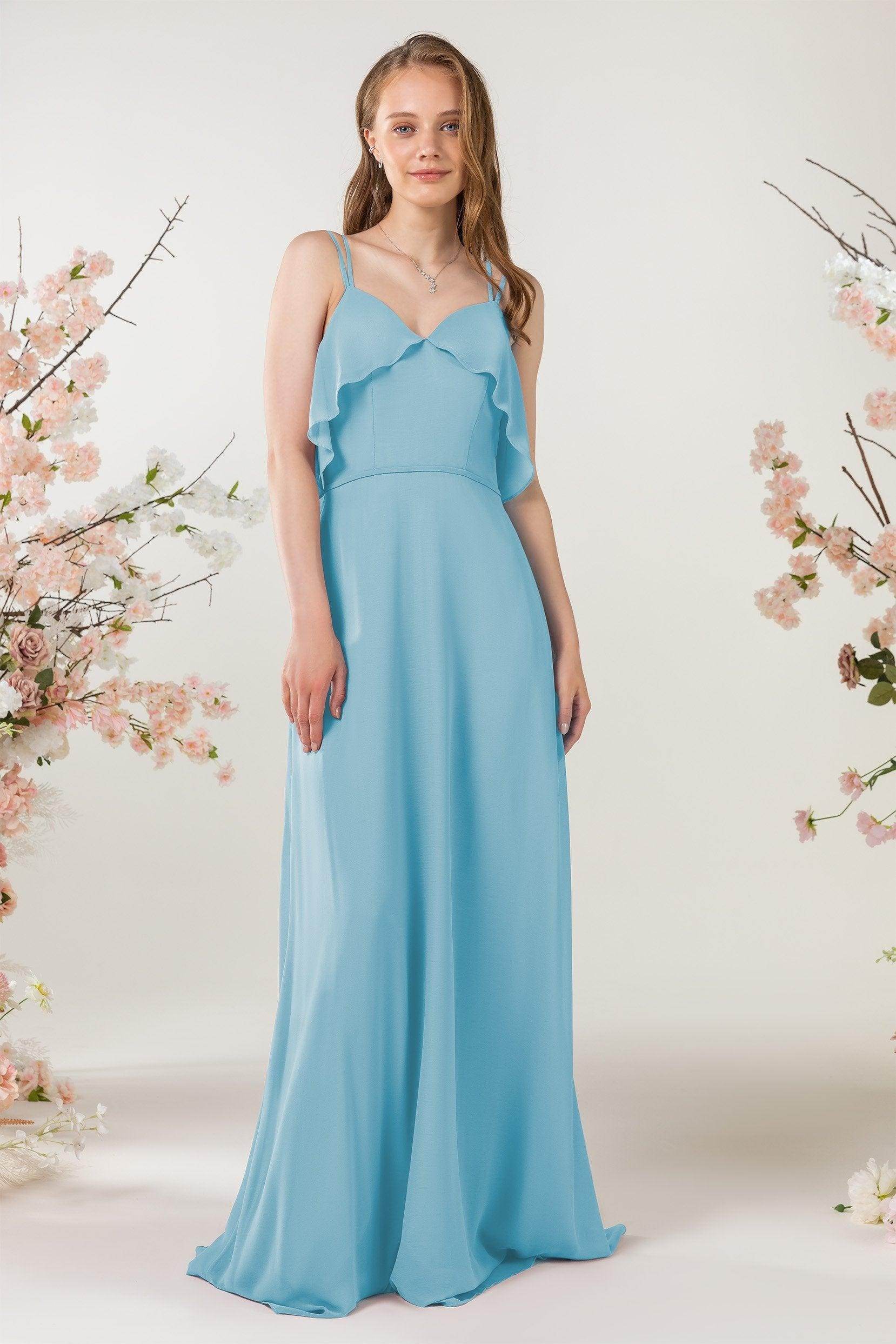 Sheath Sweep-Brush Train Chiffon Bridesmaid Dress CB0472