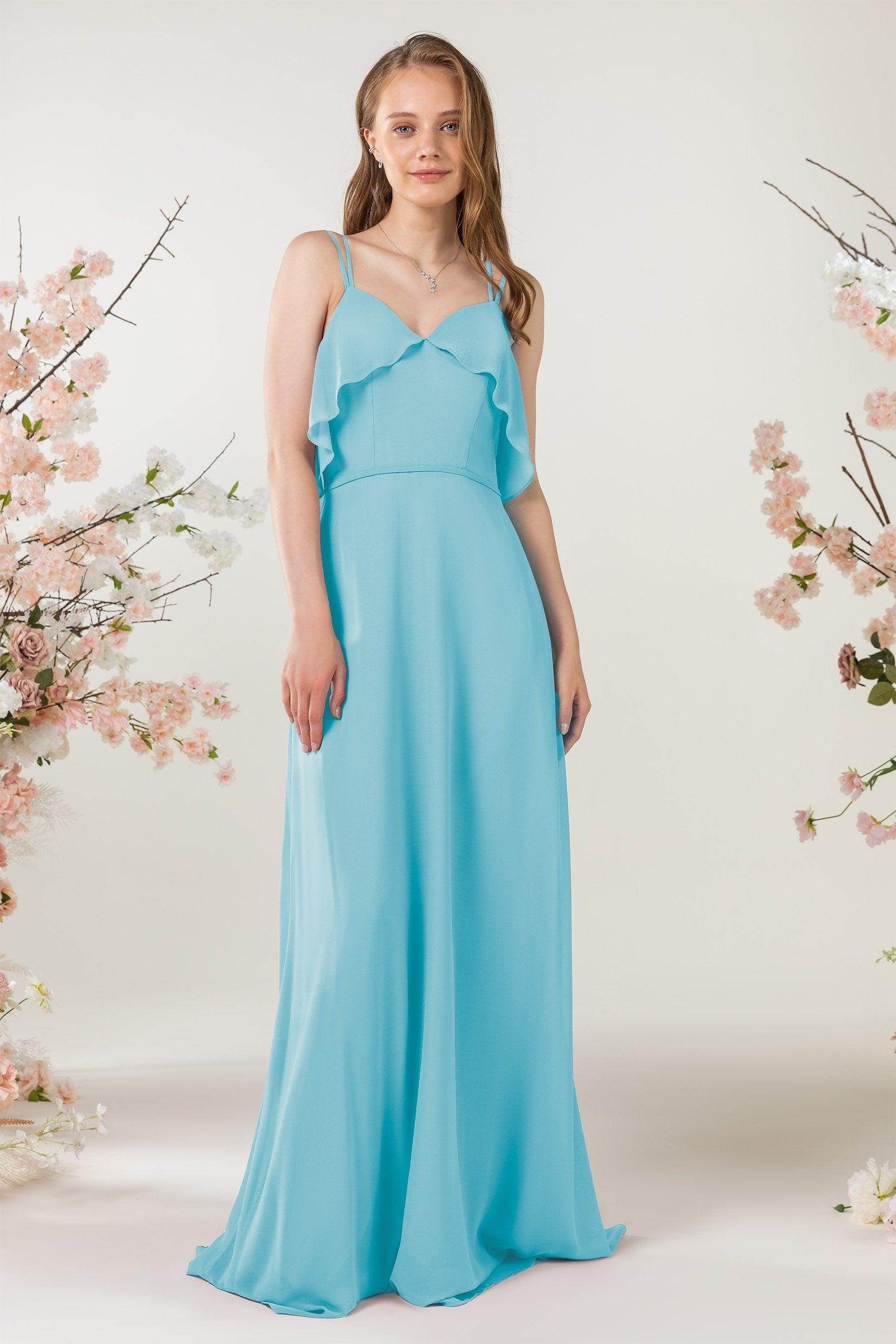 Sheath Sweep-Brush Train Chiffon Bridesmaid Dress CB0472
