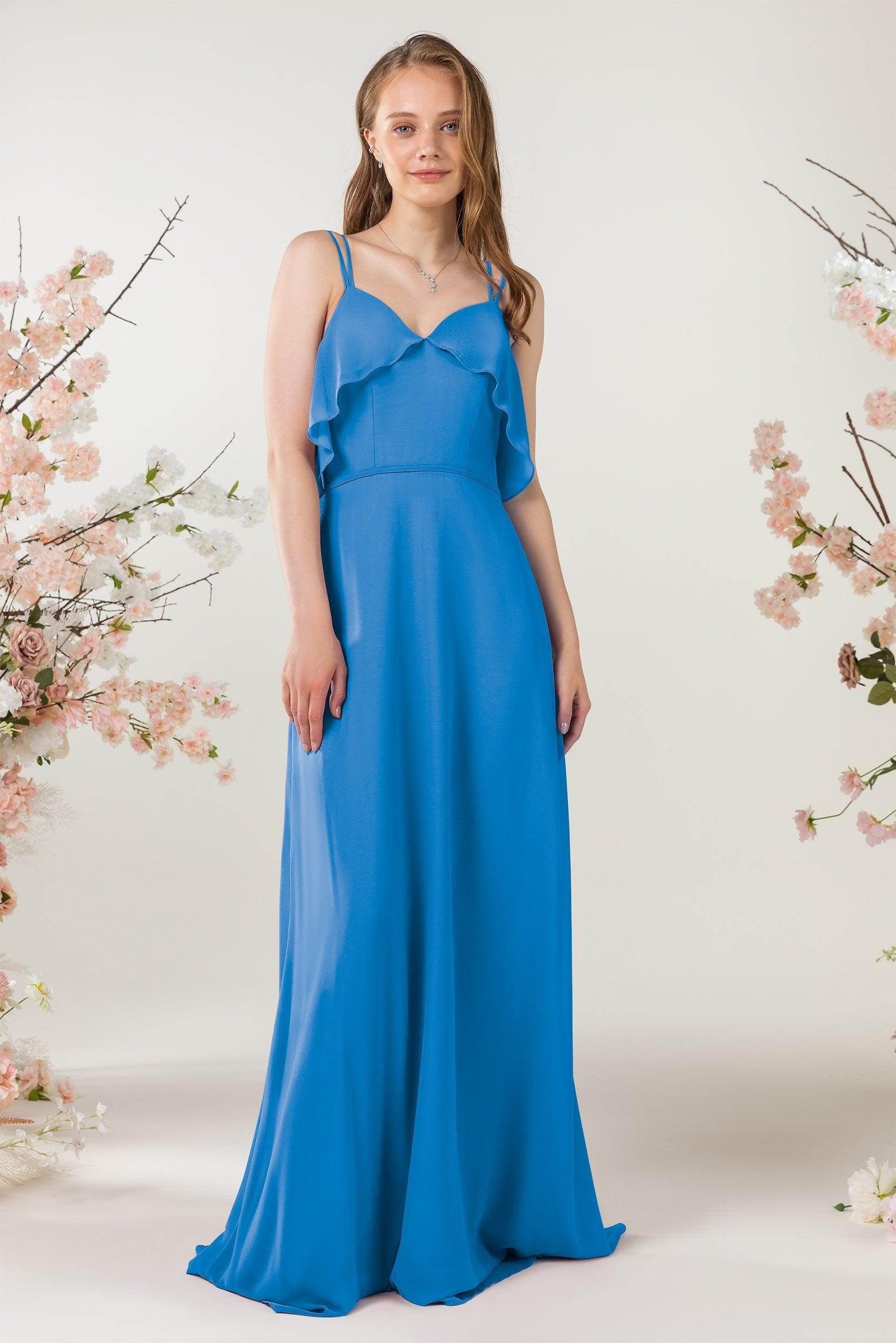 Sheath Sweep-Brush Train Chiffon Bridesmaid Dress CB0472