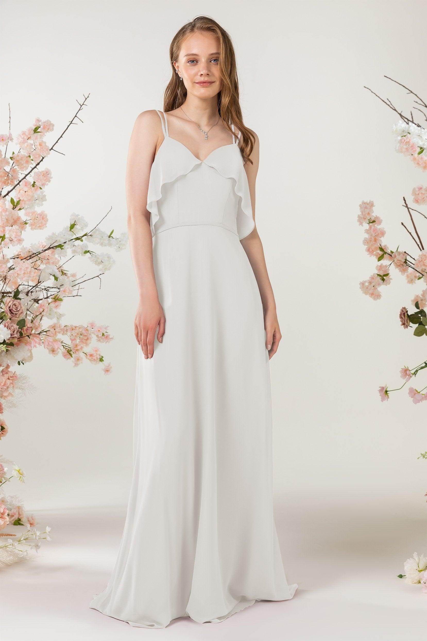 Sheath Sweep-Brush Train Chiffon Bridesmaid Dress CB0472