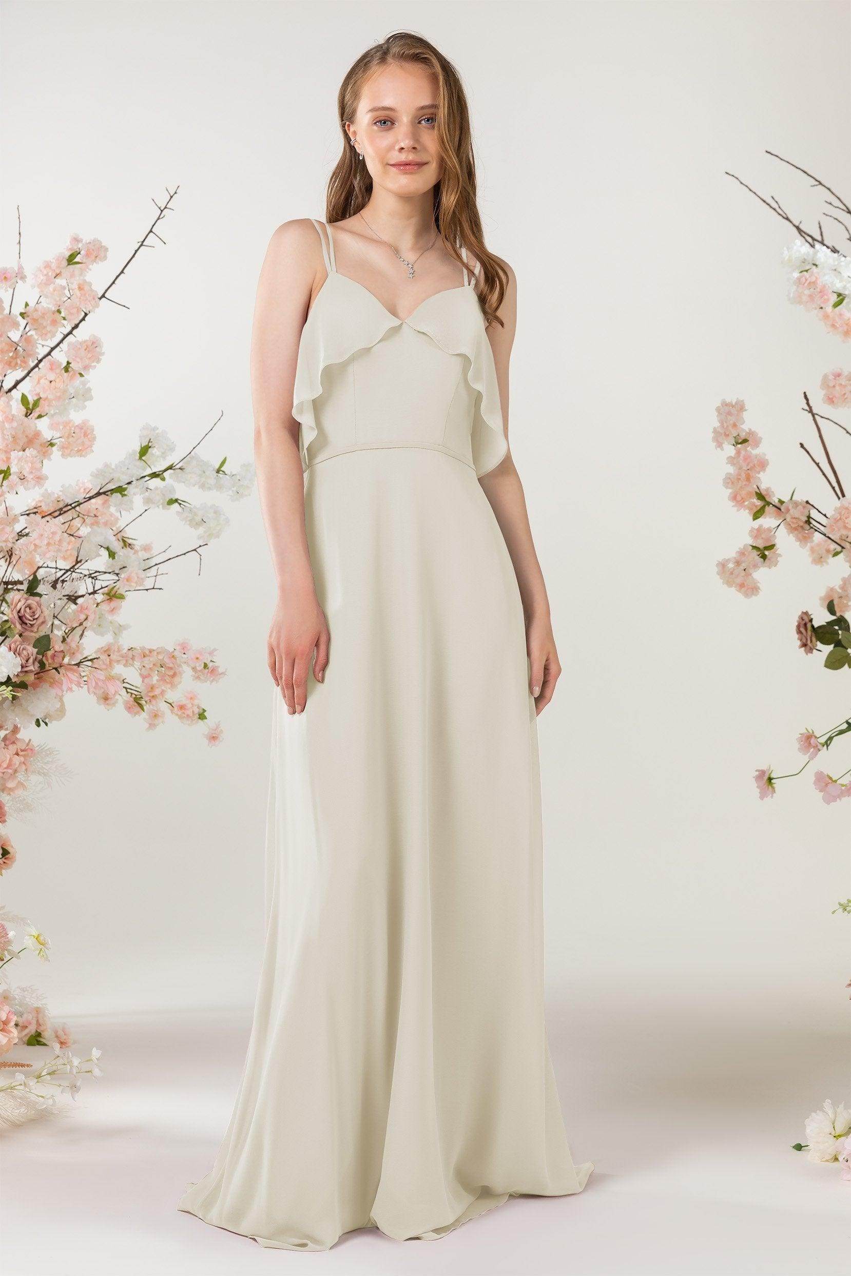 Sheath Sweep-Brush Train Chiffon Bridesmaid Dress CB0472