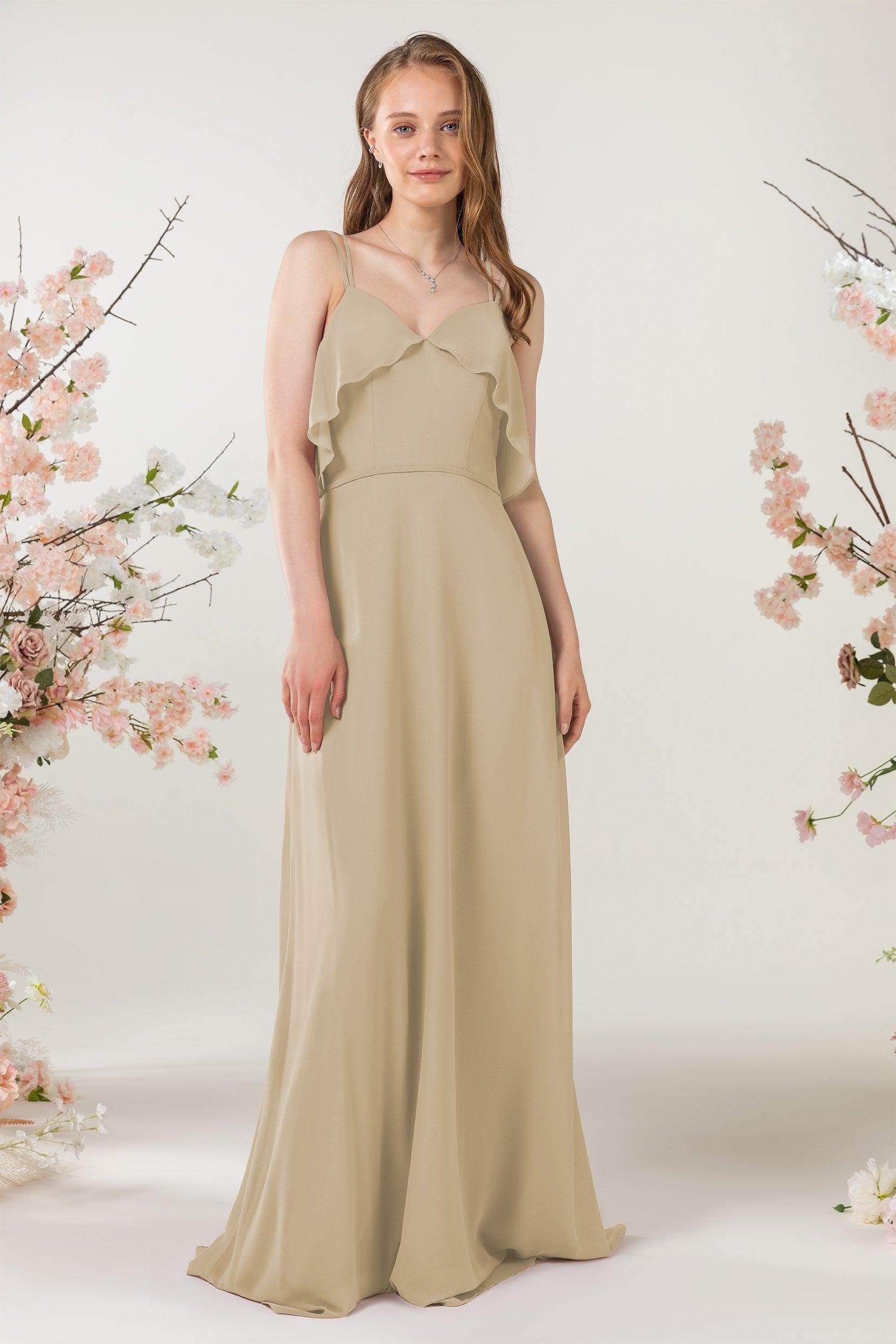 Sheath Sweep-Brush Train Chiffon Bridesmaid Dress CB0472