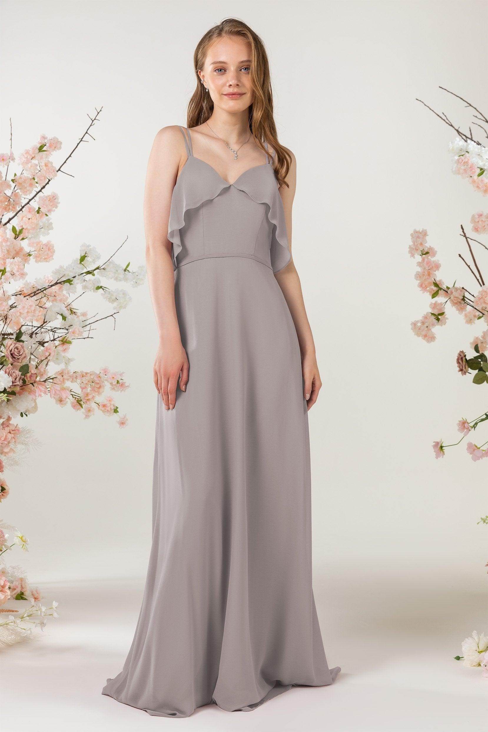 Sheath Sweep-Brush Train Chiffon Bridesmaid Dress CB0472
