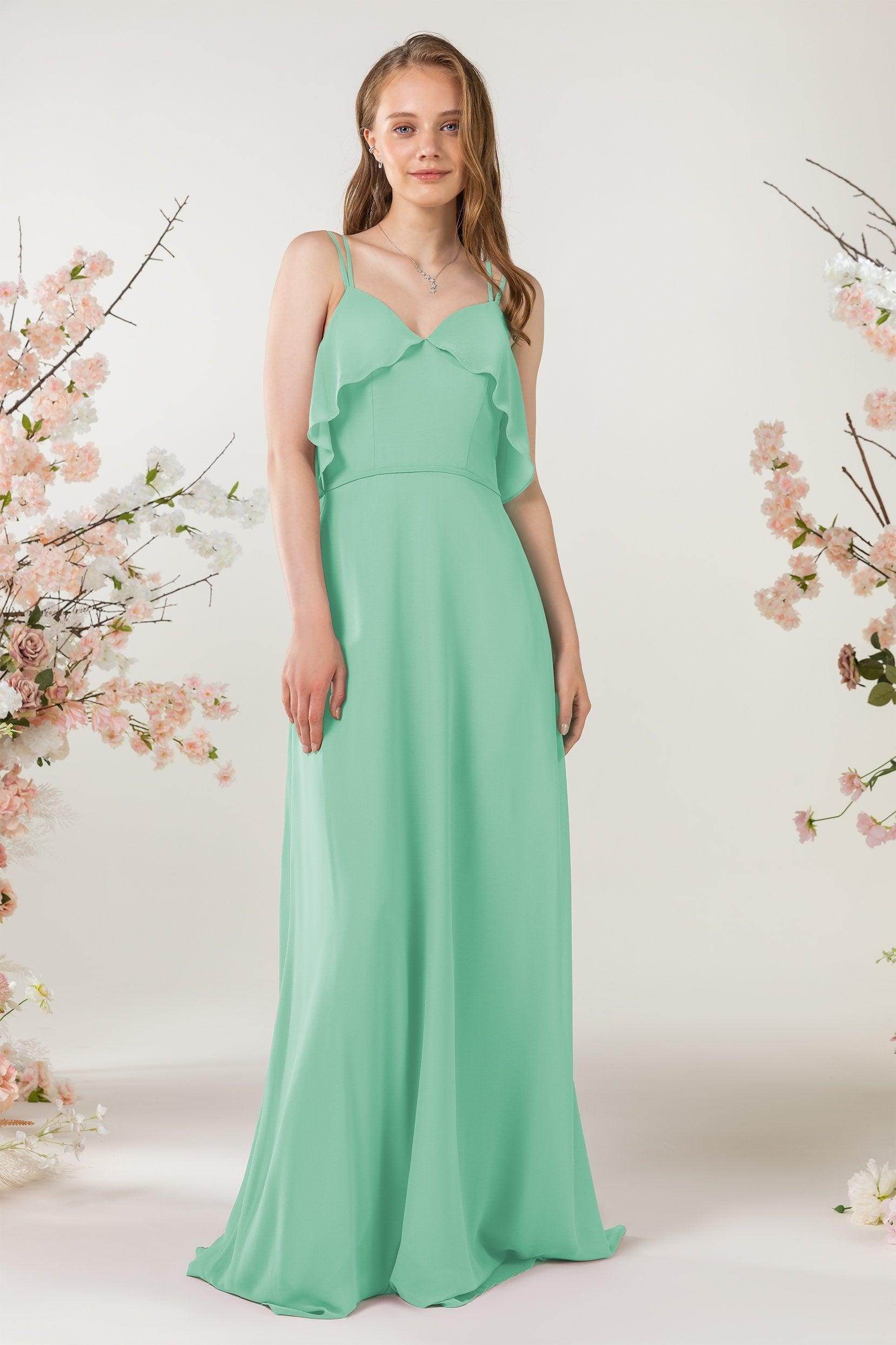 Sheath Sweep-Brush Train Chiffon Bridesmaid Dress CB0472